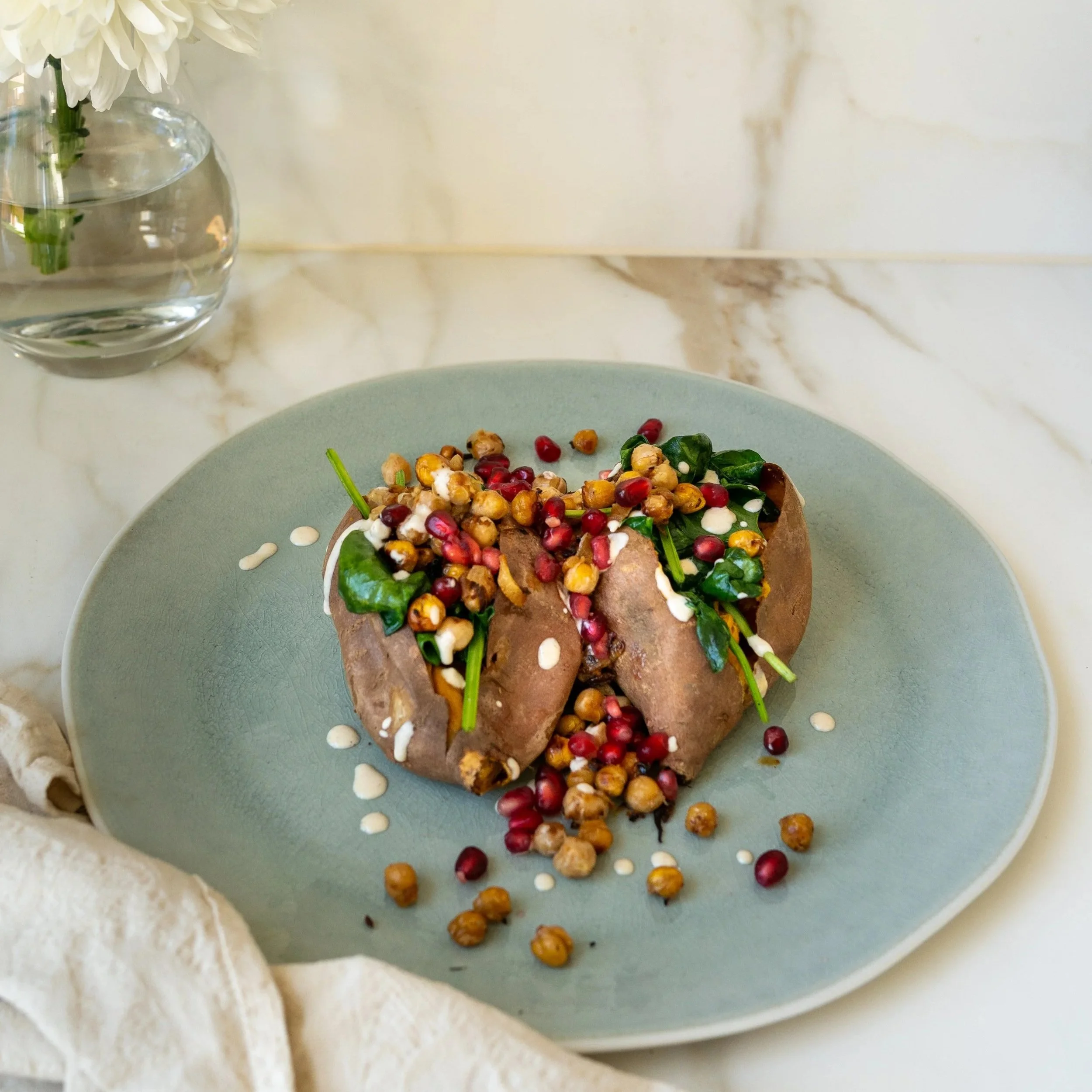  Chickpea-stuffed sweet potatoes