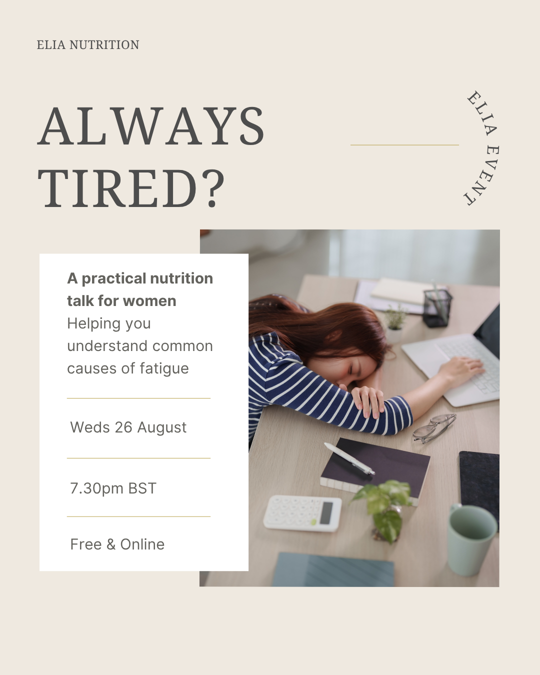 Join my upcoming nutrition talk on August 26th