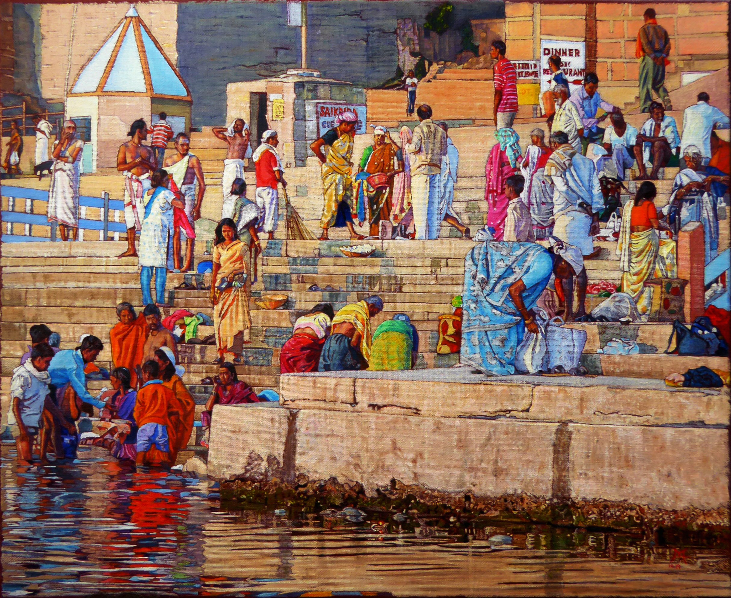 'By the Water's Side'. Varanasi. 600x500mm P1010442.jpg
