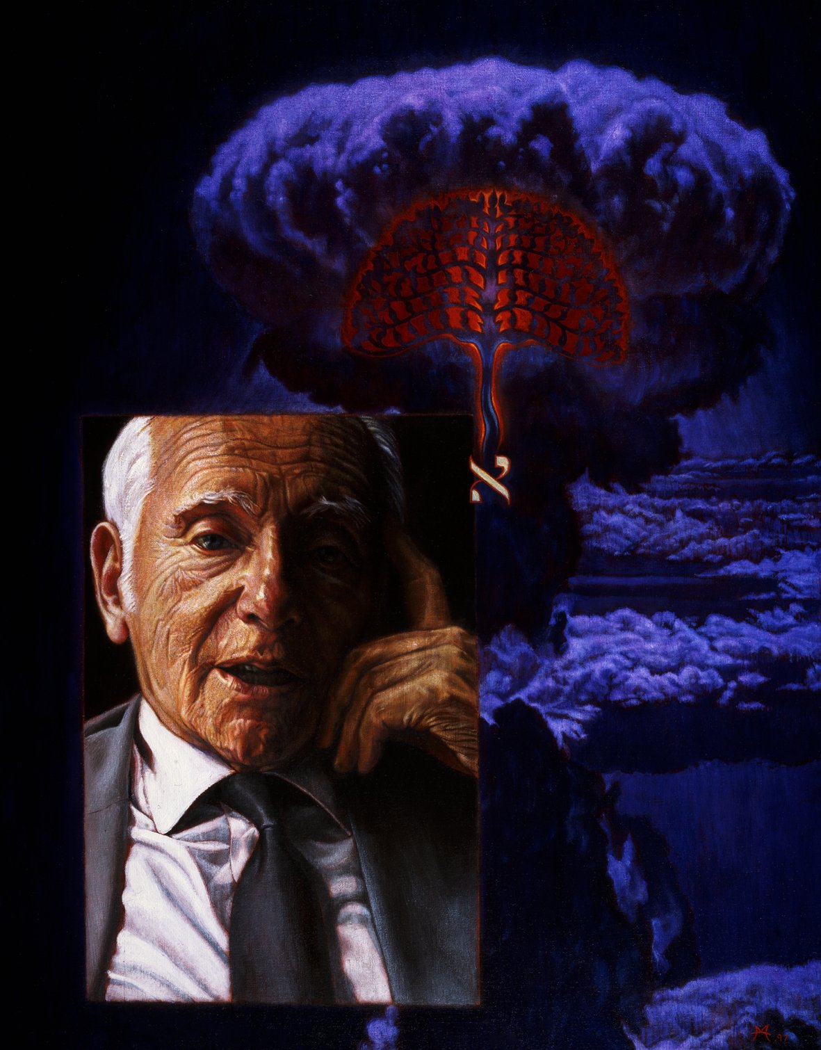 Prof. Sir Joseph Rotblat. Oil on linen by D.M. 1997.jpg