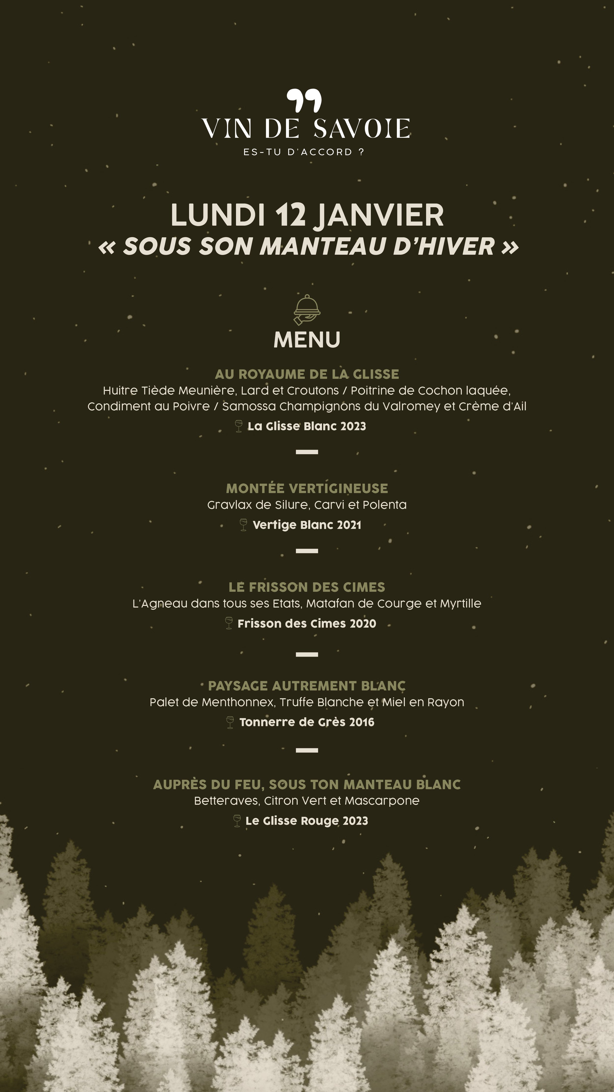 Menu du repas immersif du 12 janvier