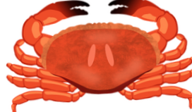 A cartoon red crab
