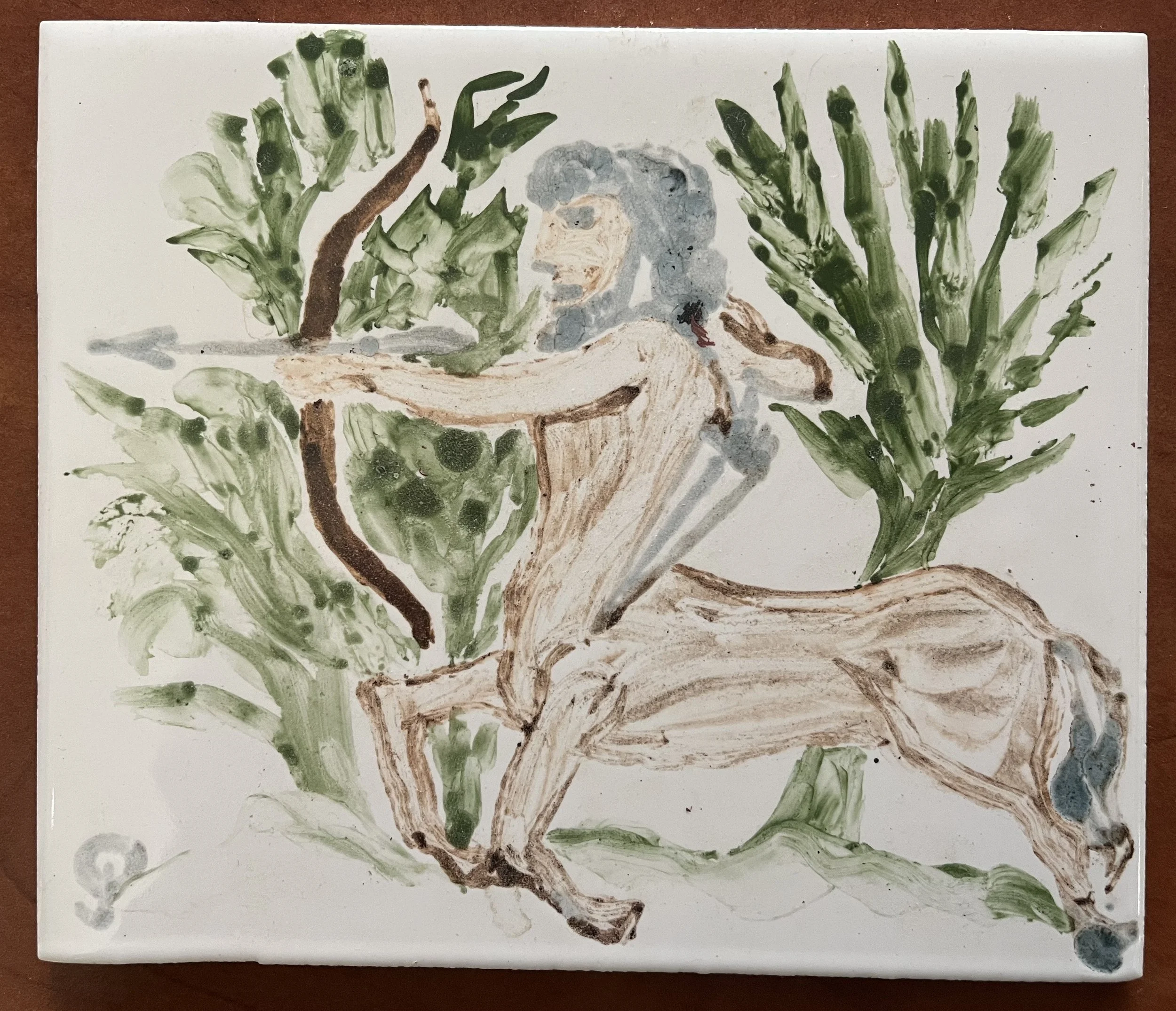 Painted tile Sagittarius by Jo Caddy