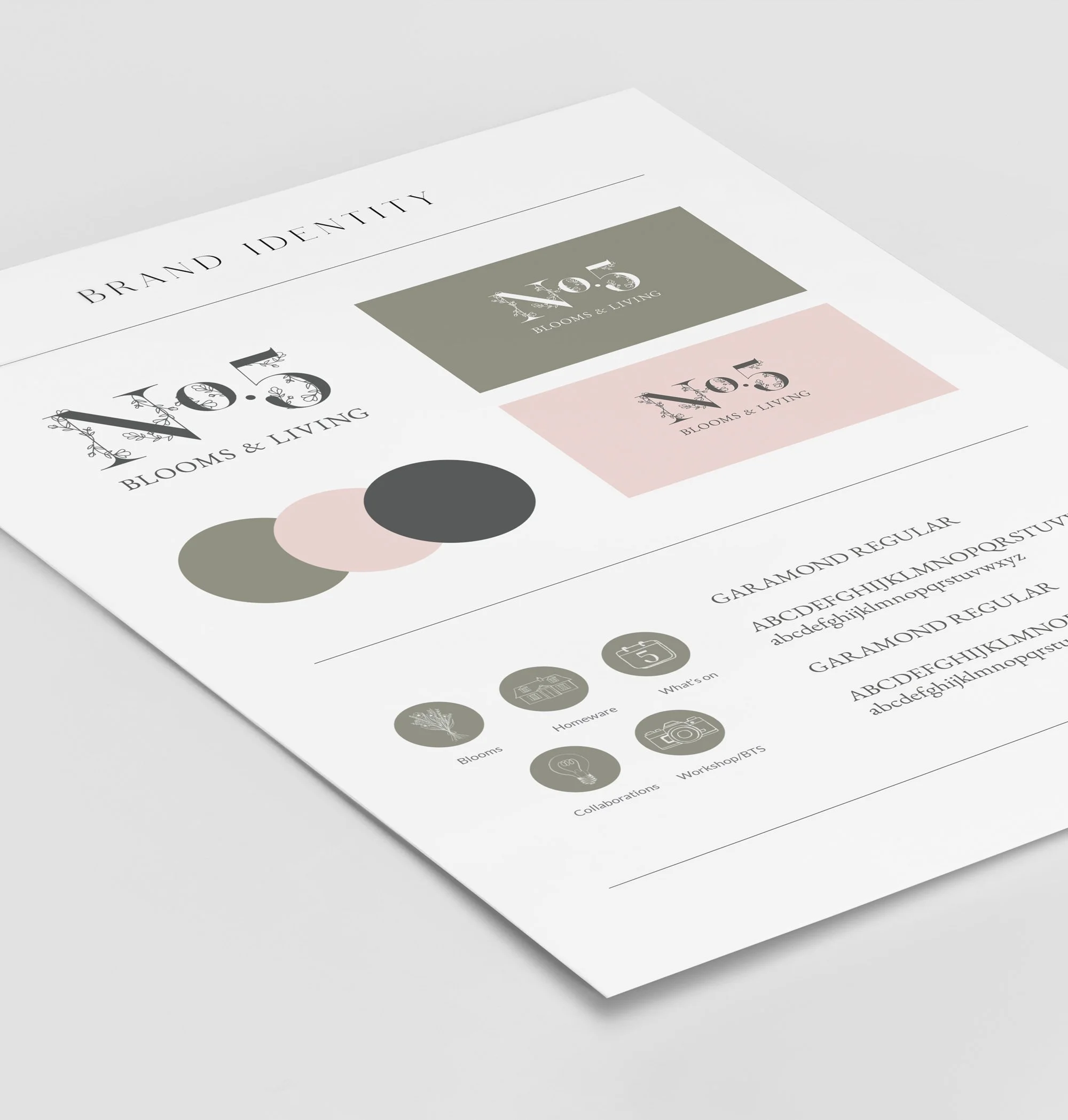 No.5 Blooms & Living logo design branding project by Hart Studio