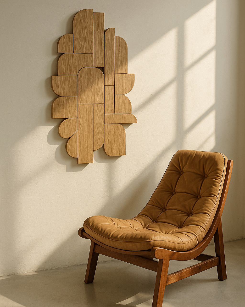 Obra puzzle madera caro bouzo art en interior silla diseño piel.png