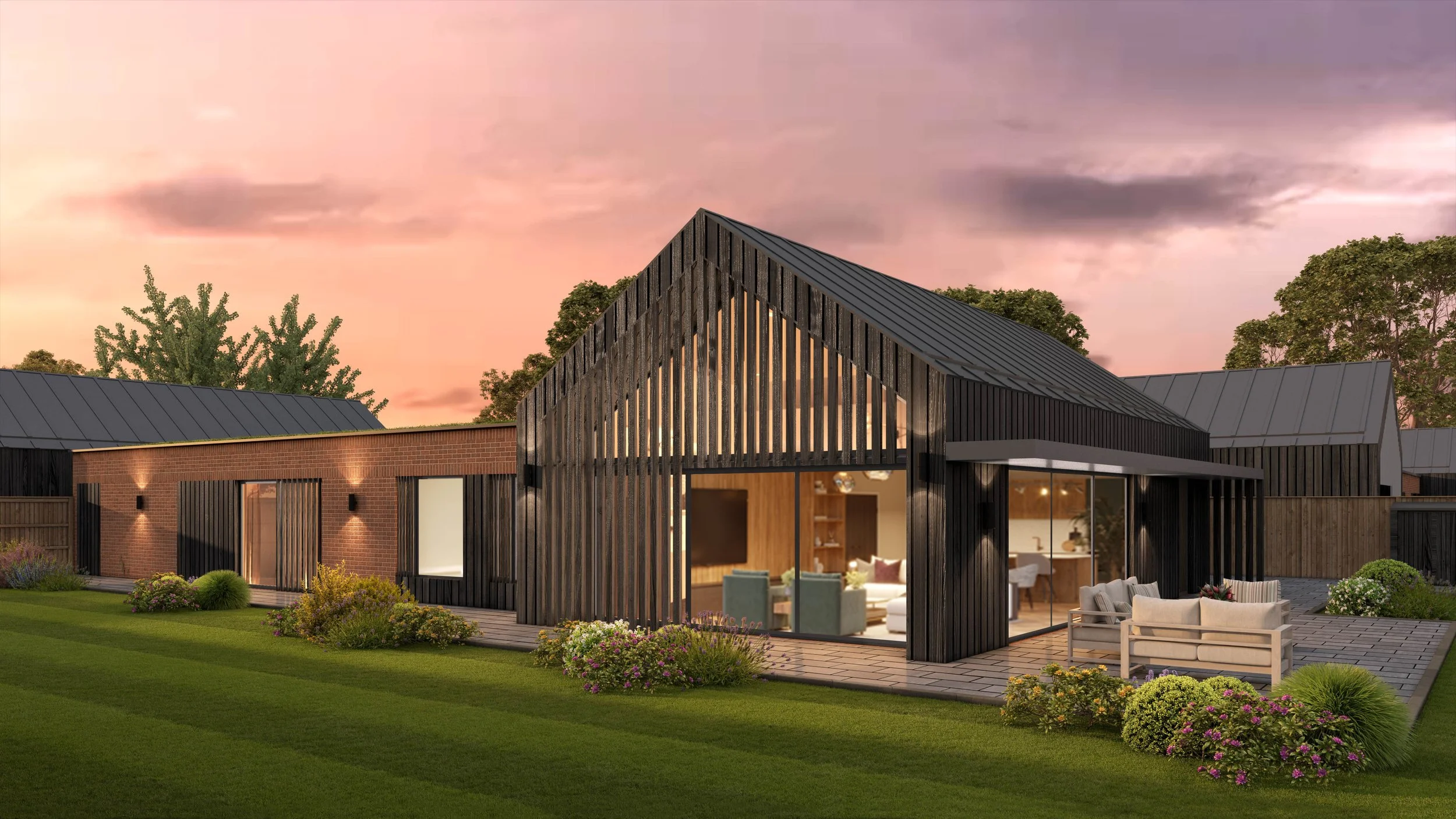 contemporary Warwickshire newbuild CGI