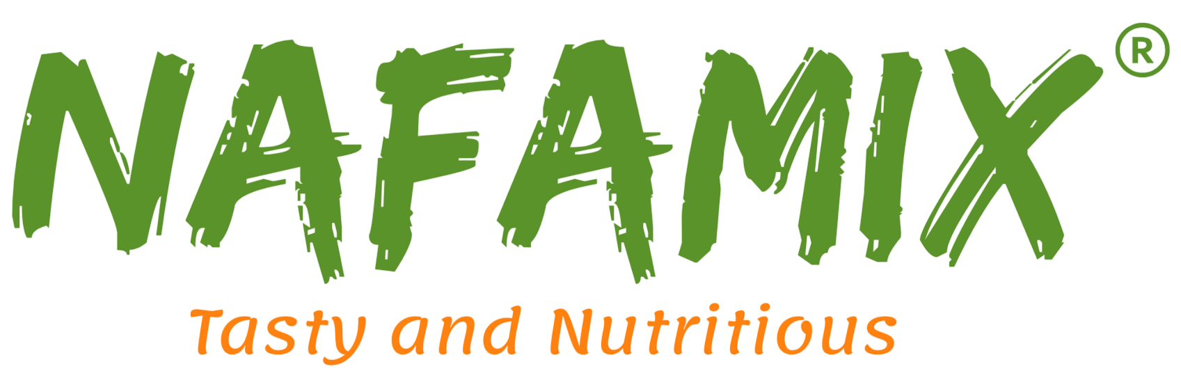 Nafeamix logo with the tagline "Tasty and Nutritious" in orange text.