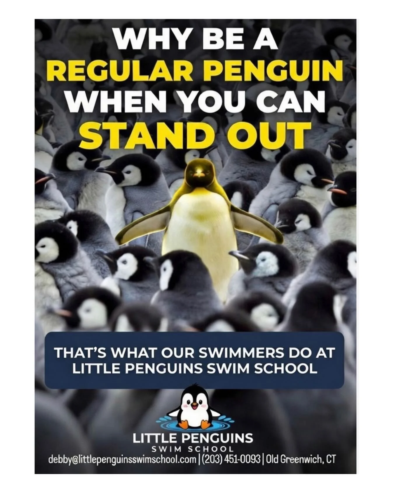 Not just any swim school.

Little Penguins swimmers stand out &mdash; with real water safety, real confidence and real life skills.

We don&rsquo;t teach kids to just swim.
We teach them to save themselves.

Small classes &bull; No force &bull; Big r
