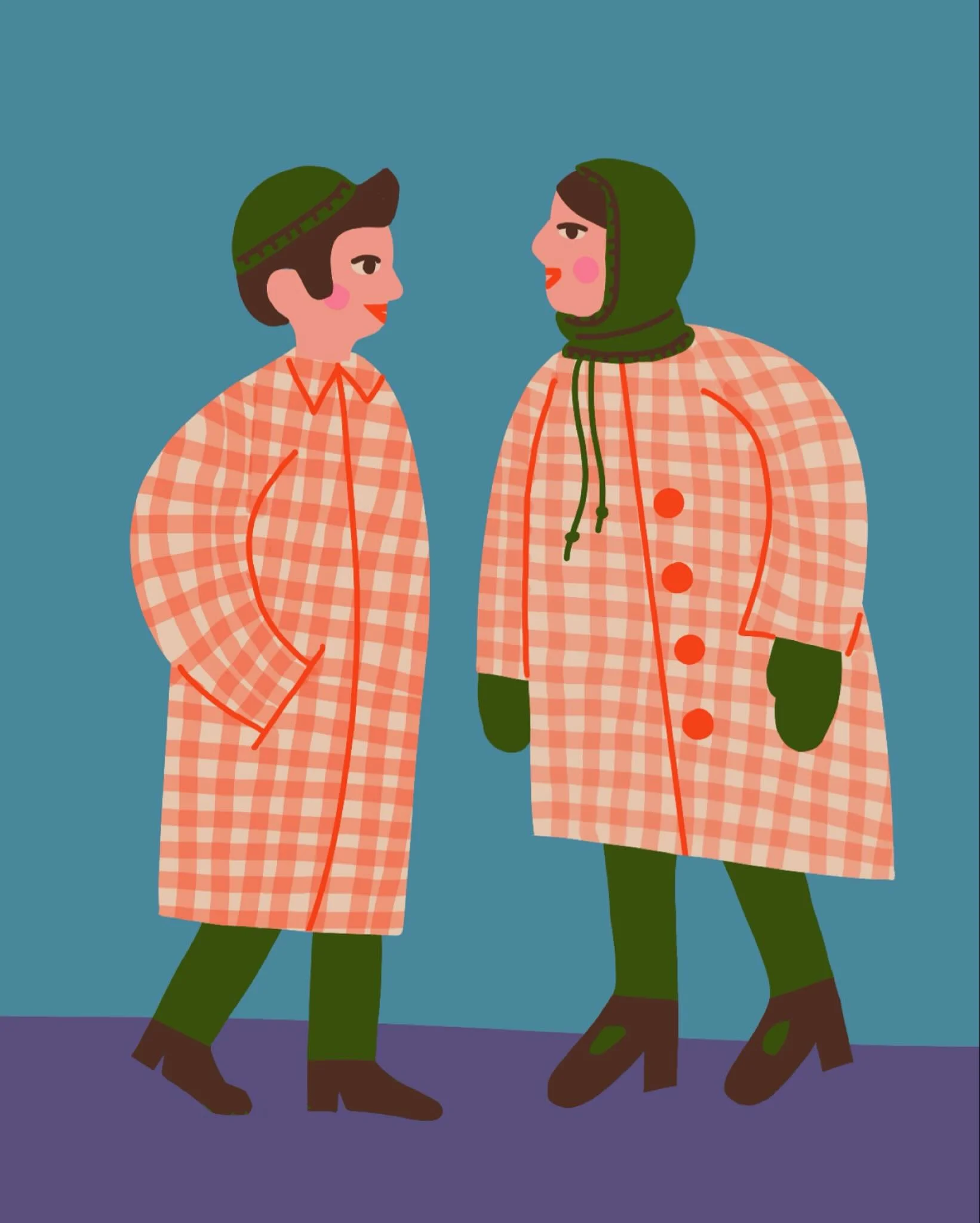 Peachtober day 4: gingham. When you&rsquo;ve been together so long you dress alike #peachtober25gingham #peachtober #peachtober25 @peachtober