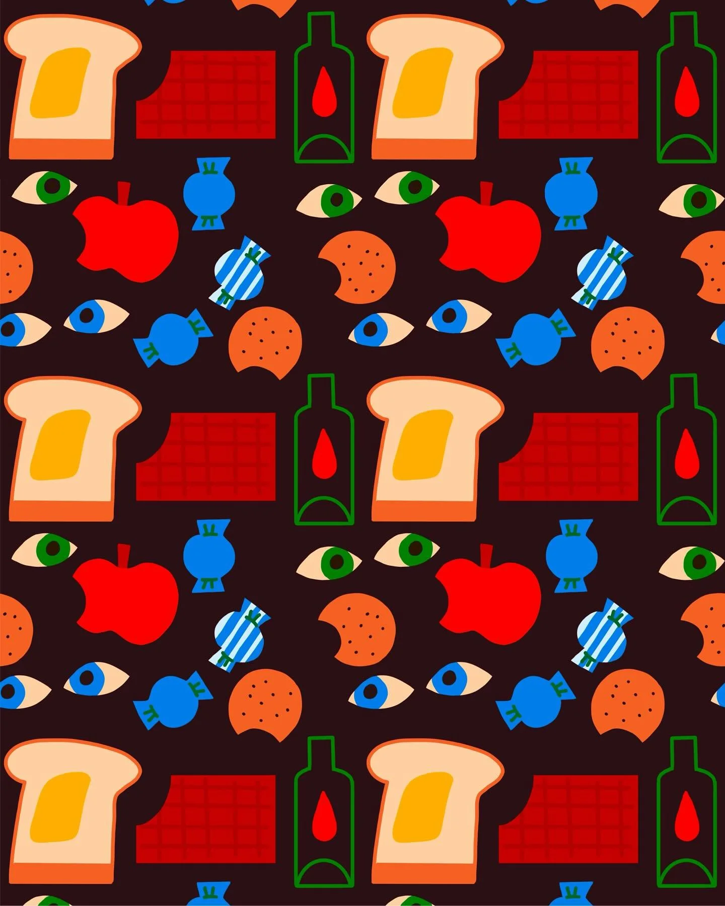 Looking for late night snacks #snacking #repeatpattern #snackattack #foodillustrator