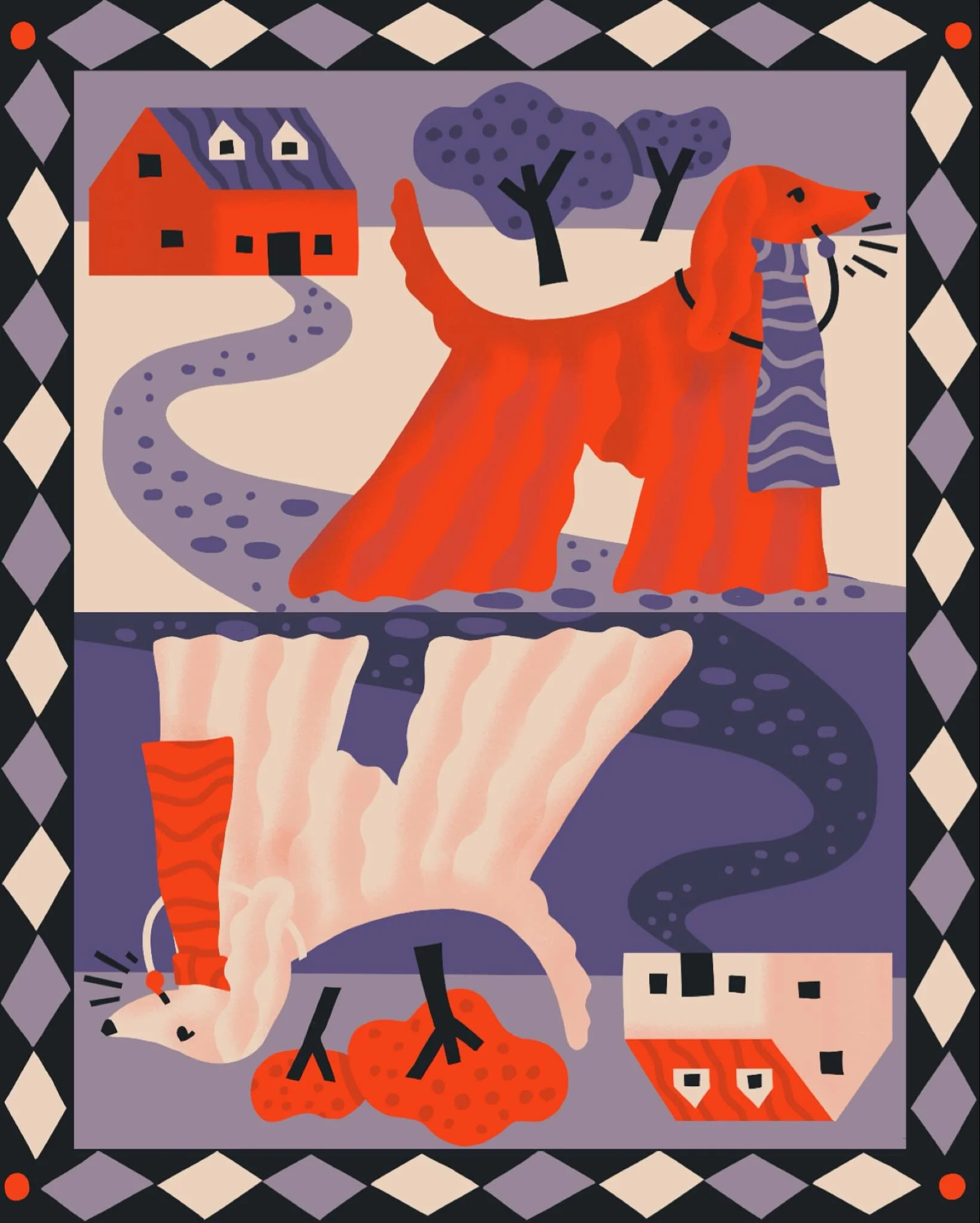 Some sweet Afghan hounds whistling to each other #peachtober25whistle @peachtober #peachtober25 #afghanhoundlove #afghanhoundillustration