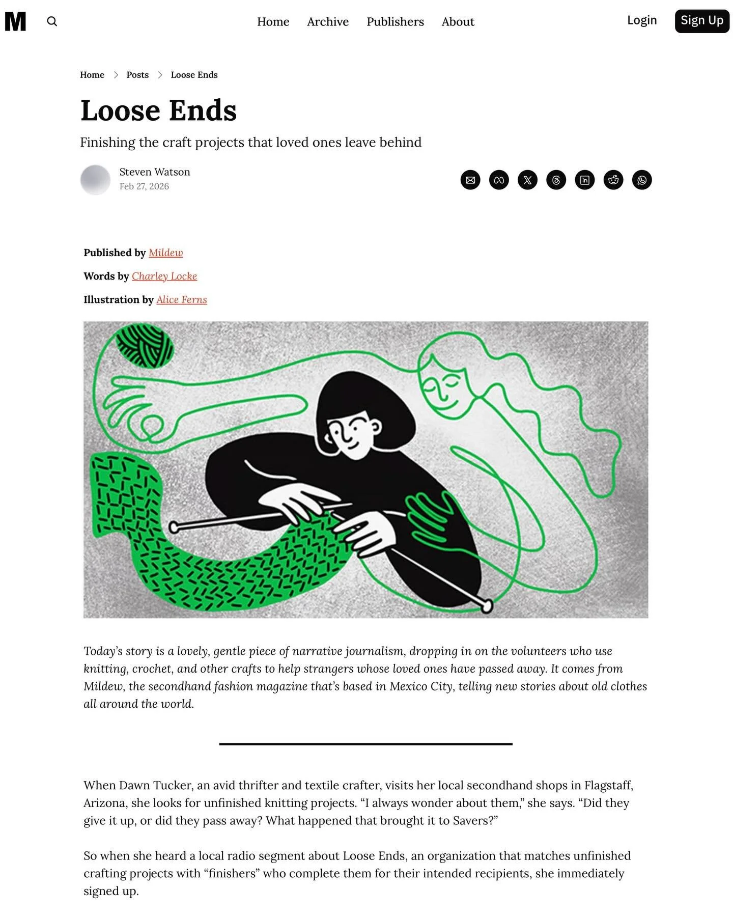 New editorial illustration for @the_mortar_magazine for an article by @charley_locke originally in @mildewmag @broccoli_mag about people who pick up craft projects that loved ones lost have started. It&rsquo;s a beautiful piece about loss, community,