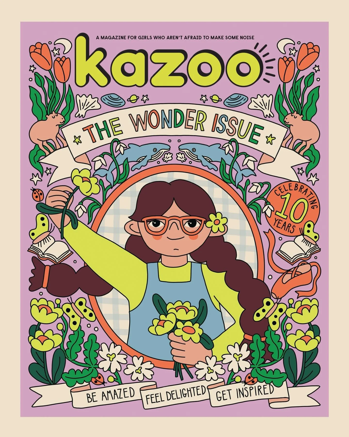 🪐THE WONDER ISSUE ✨delighted to share my cover illustration for the 10th birthday edition Kazoo magazine - an award-winning, ad-free, indie magazine for girls, 5 to 12, that celebrates them for being strong, smart, fierce and true to themselves @kaz