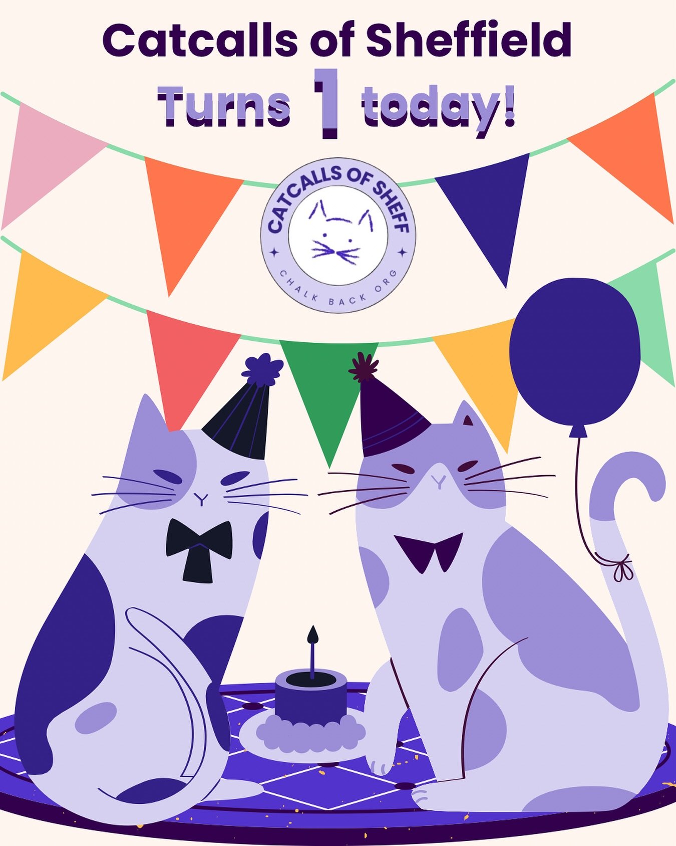 🎂 As our first birthday rolls around we want to celebrate all of our achievements of the past year. We&rsquo;ve chalked over 100 testimonies of harassment, held an art exhibition and (coming up!) a Festival of Debate talk and SO MUCH MORE.

💜 Thank