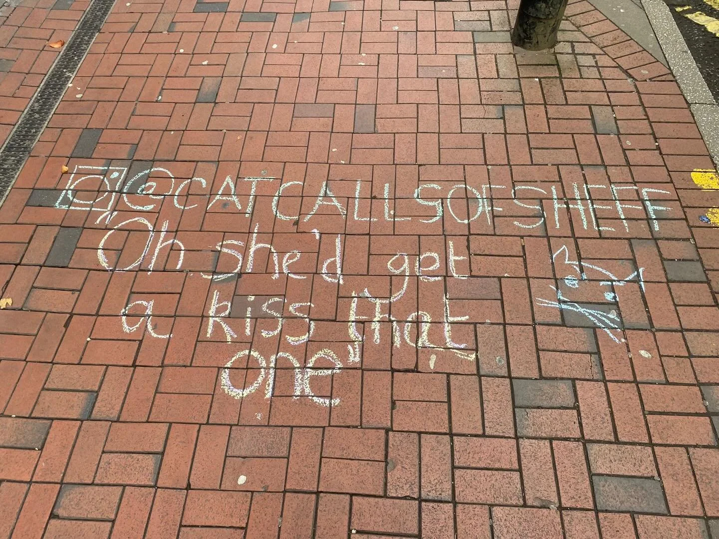 📍One Four One Bar 

&ldquo;Outside One Four One bar off West Street, walked past on my own and a couple of middle aged men stood outside, leered at me and said &lsquo;oh she&rsquo;d get a kiss that one&rsquo;&rdquo; 

#catcallsofsheffield