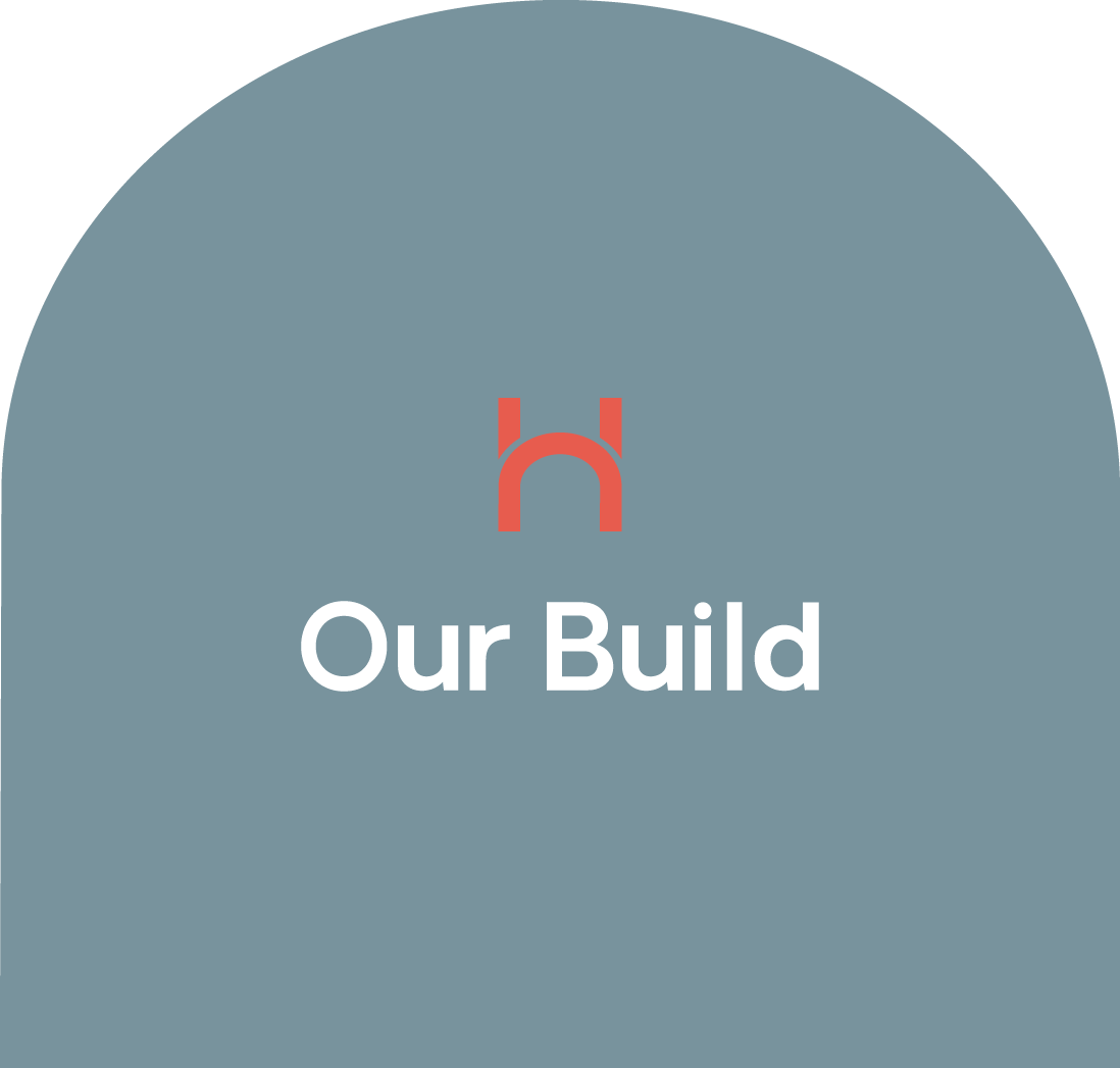 A logo with a red stylized H and the text 'Our Build' on a gray background.