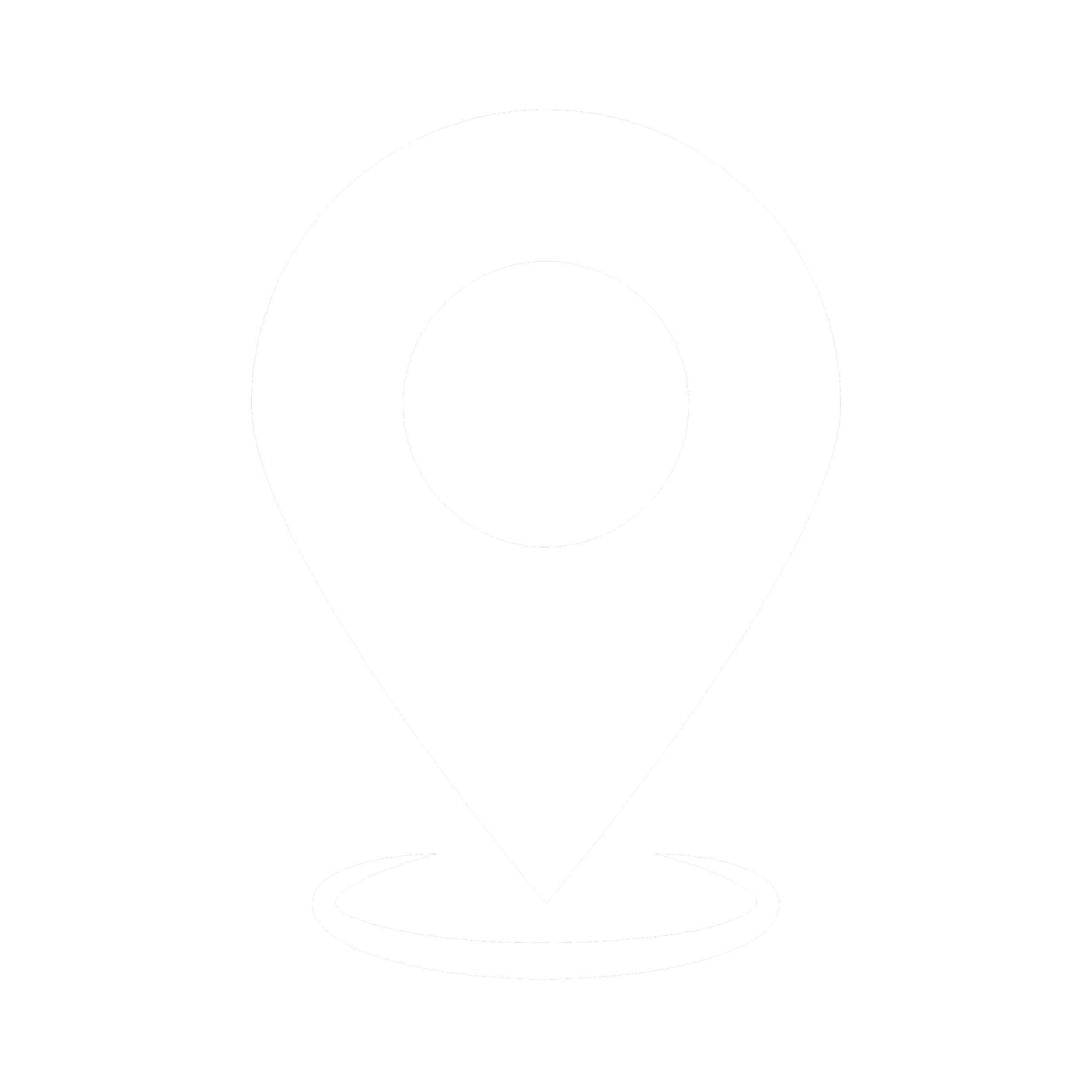 Black and white graphic of a location pin icon.