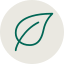 Green leaf outline icon on a light gray circular background