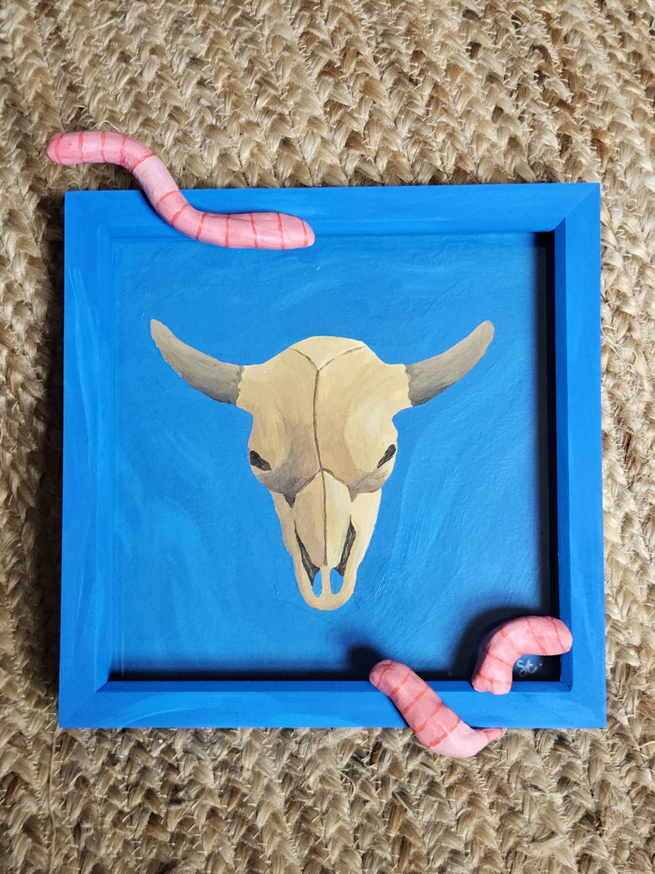 Original mixed media: Buffalo skull