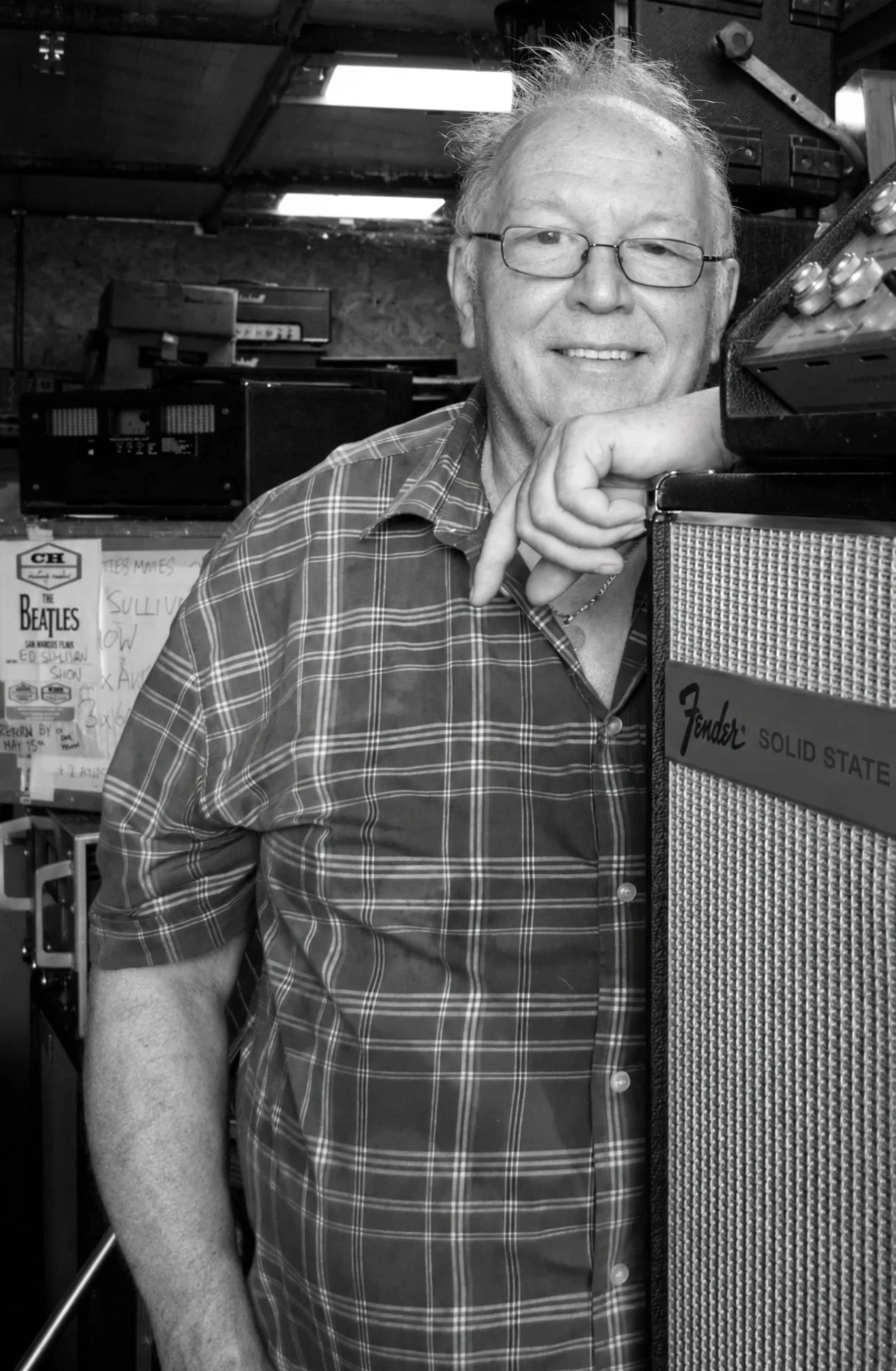 Chris Hewitt, with PA equipment which used to belong to The Beatles. Just part of his impressive collection.