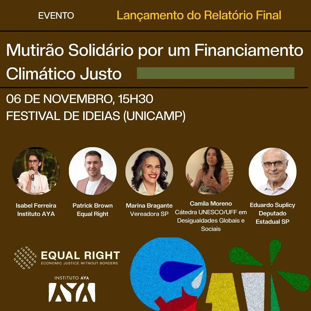 Esta quinta, estaremos no Festival de Ideias do @transformaeconomia para apresentar o Relat&oacute;rio Final do Mutir&atilde;o Solid&aacute;rio por um Financiamento Clim&aacute;tico Igualit&aacute;rio!

📅 Quinta-feira, 6 de novembro &ndash; 15h30
📍