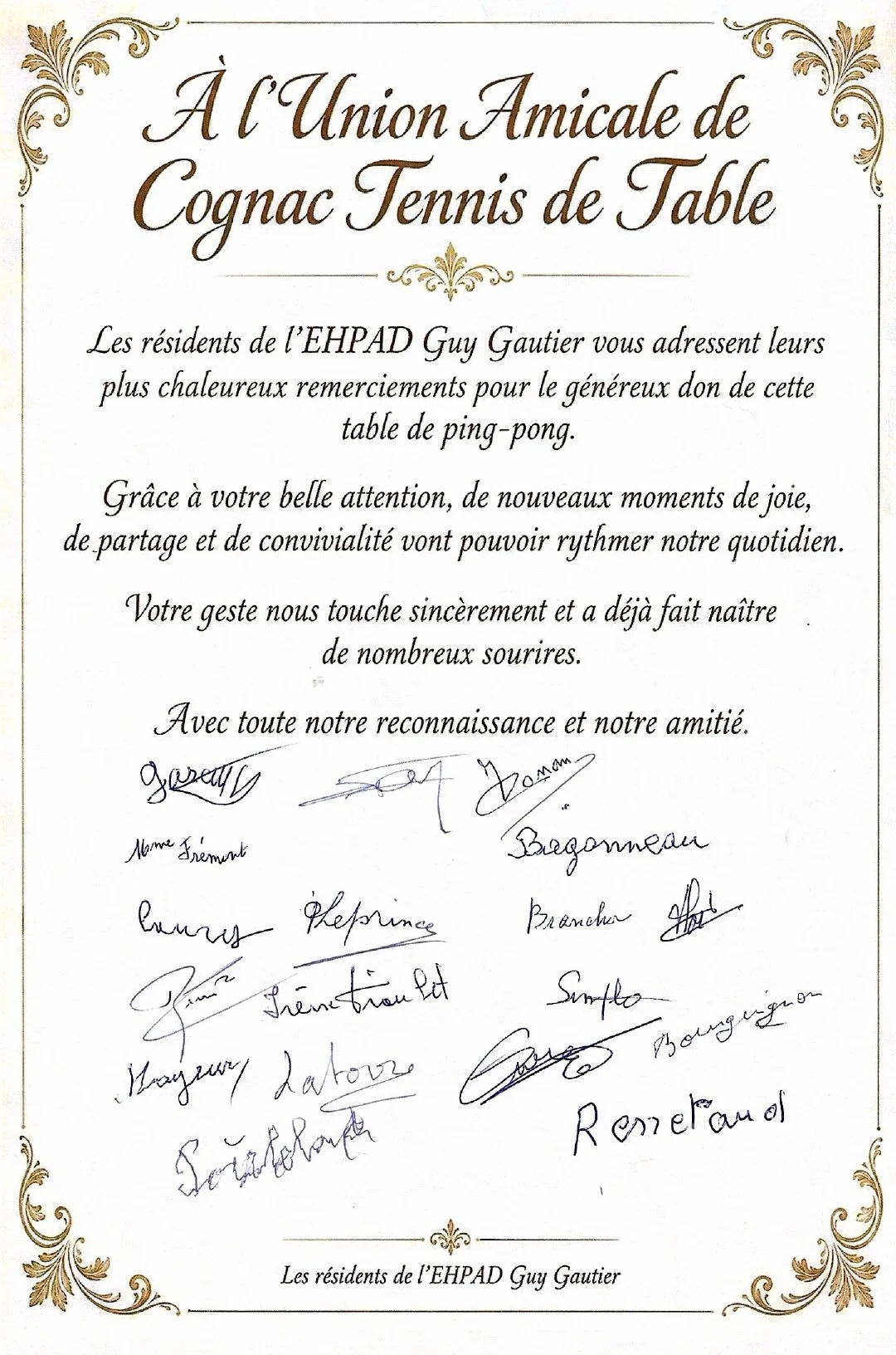 Un joli geste de remerciement