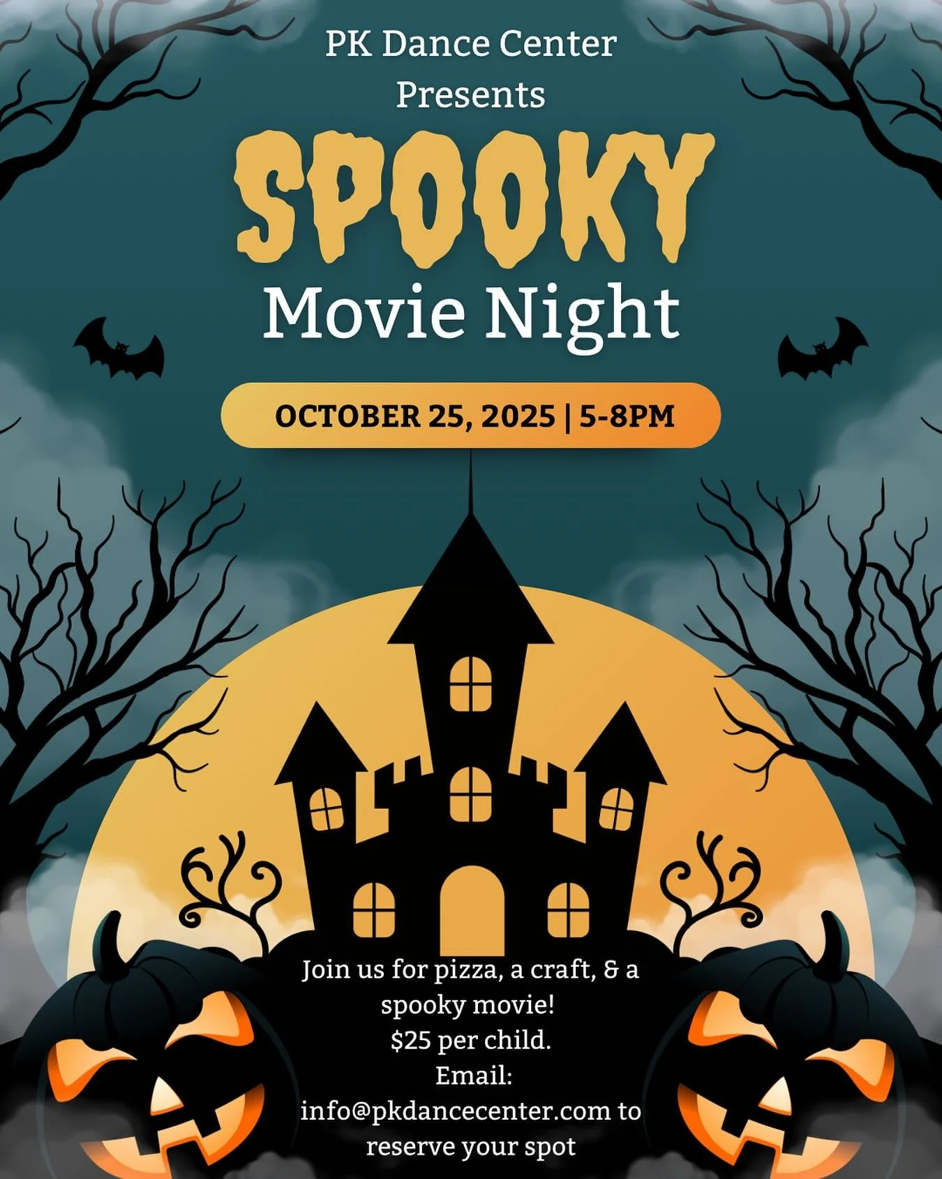 Join us for our Spooky Movie Night Saturday 10/25 from 5pm-8pm! Open to anyone ages 4-15. We will be making a spooky craft, having pizza, and watching Hocus Pocus! Sign up through the link in our bio. $25 per child 🎃 👻 🍬 🕷️