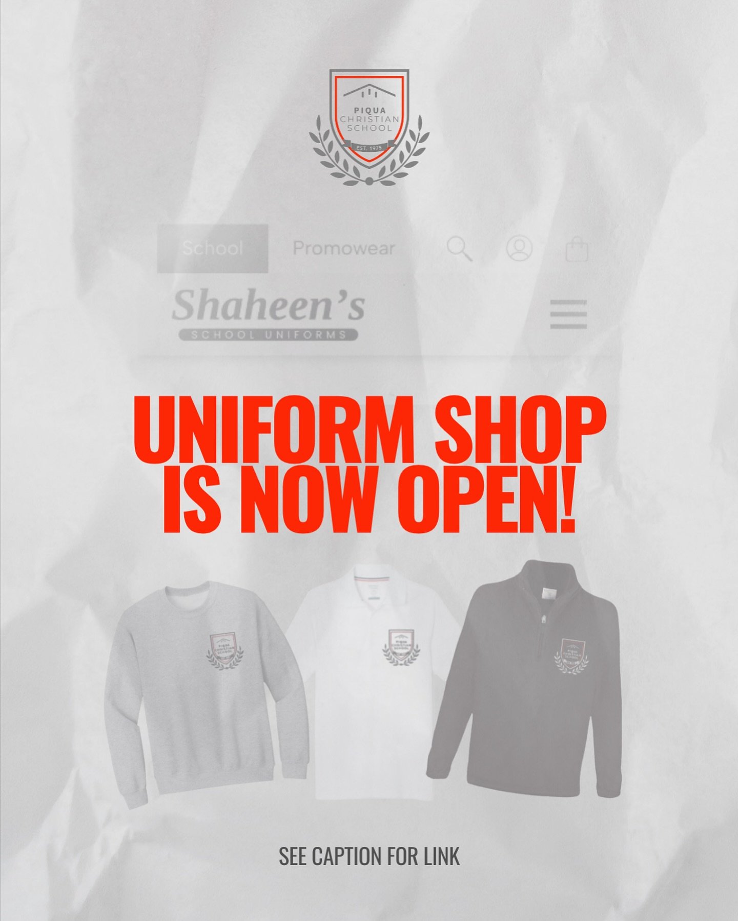 We're so excited to offer our official PCS shop through Shaheen's! Run over to https://www.shaheens.com/channel-2-schools-piqua-christian-academy-piqua-oh and grab your uniforms now! 🦅❤️