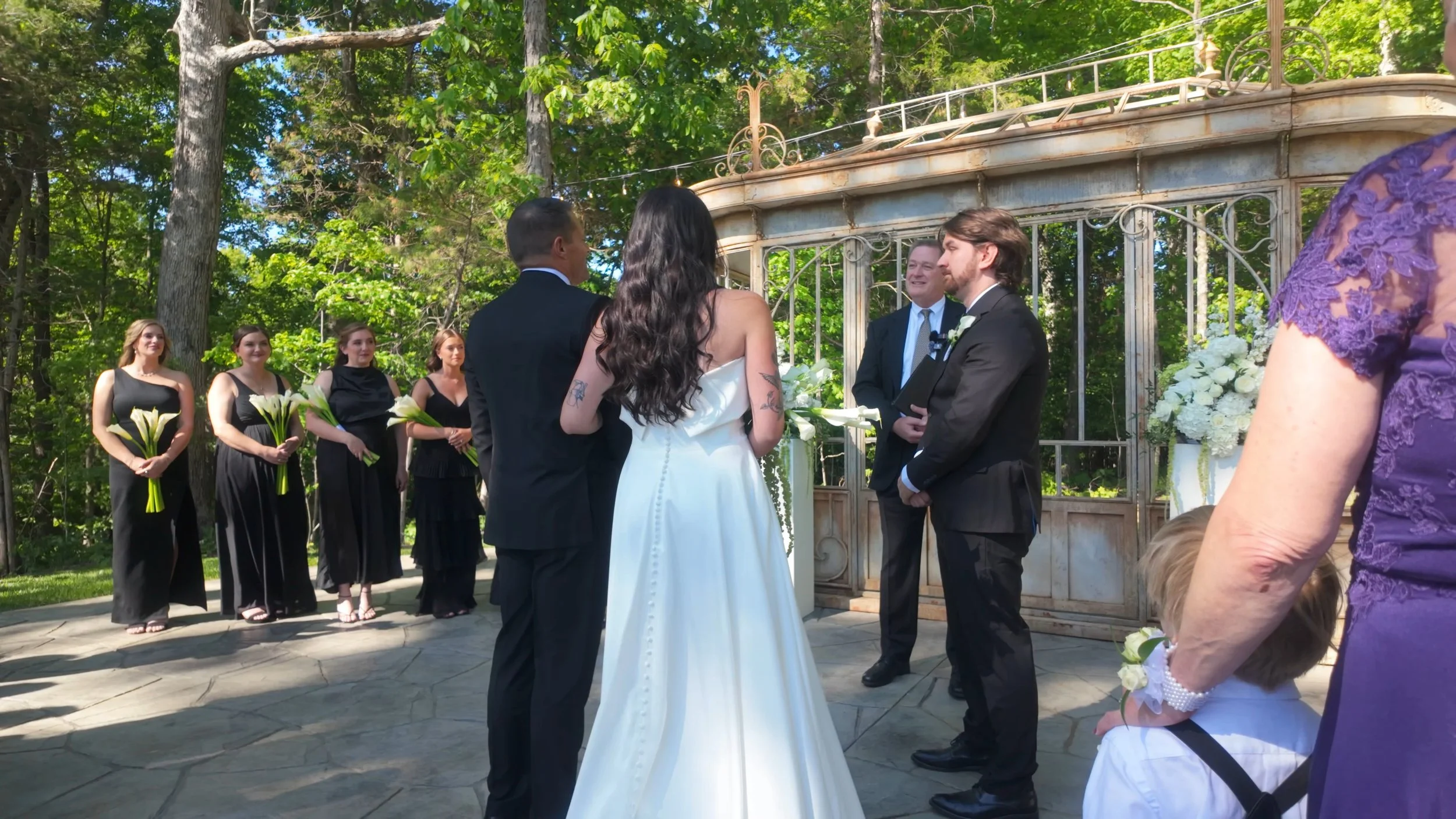 Father walking bride to altar at Cedar Springs