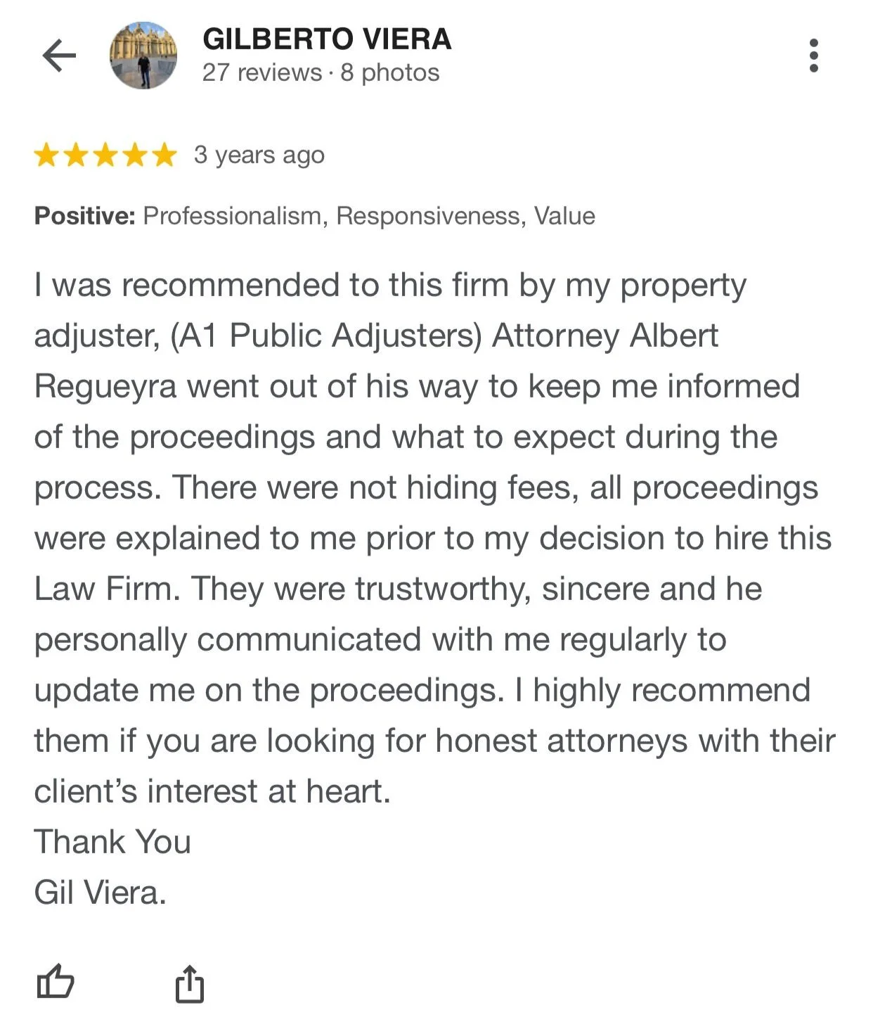 Positive review of Alberto Regueyra