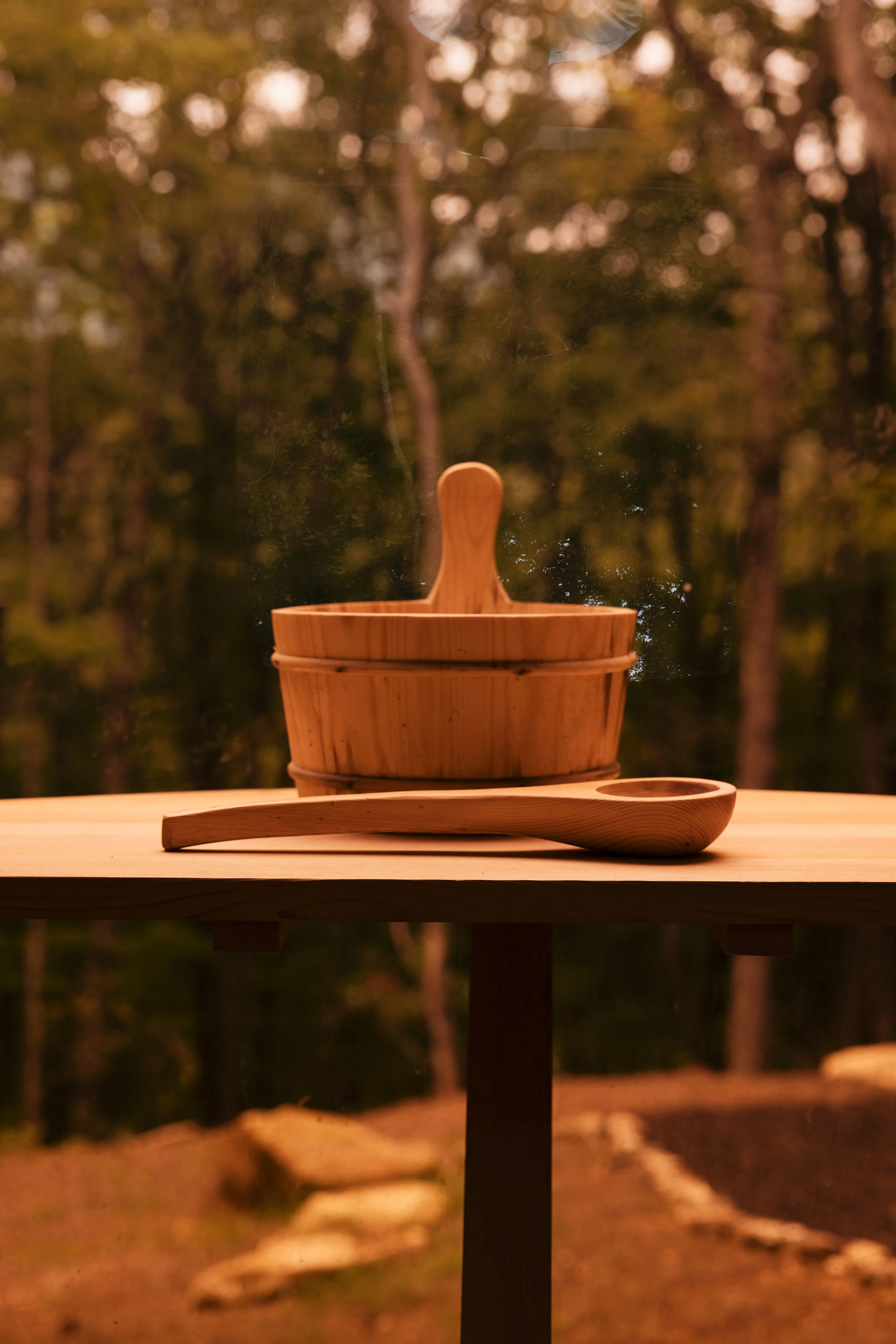 Interior close up shot in sauna. 