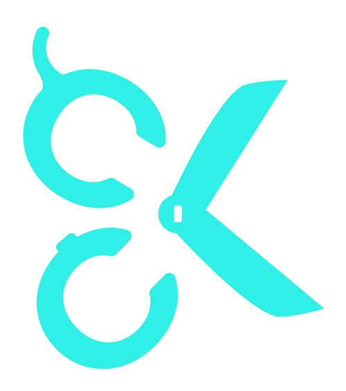 Illustration of blue scissors with circular handles