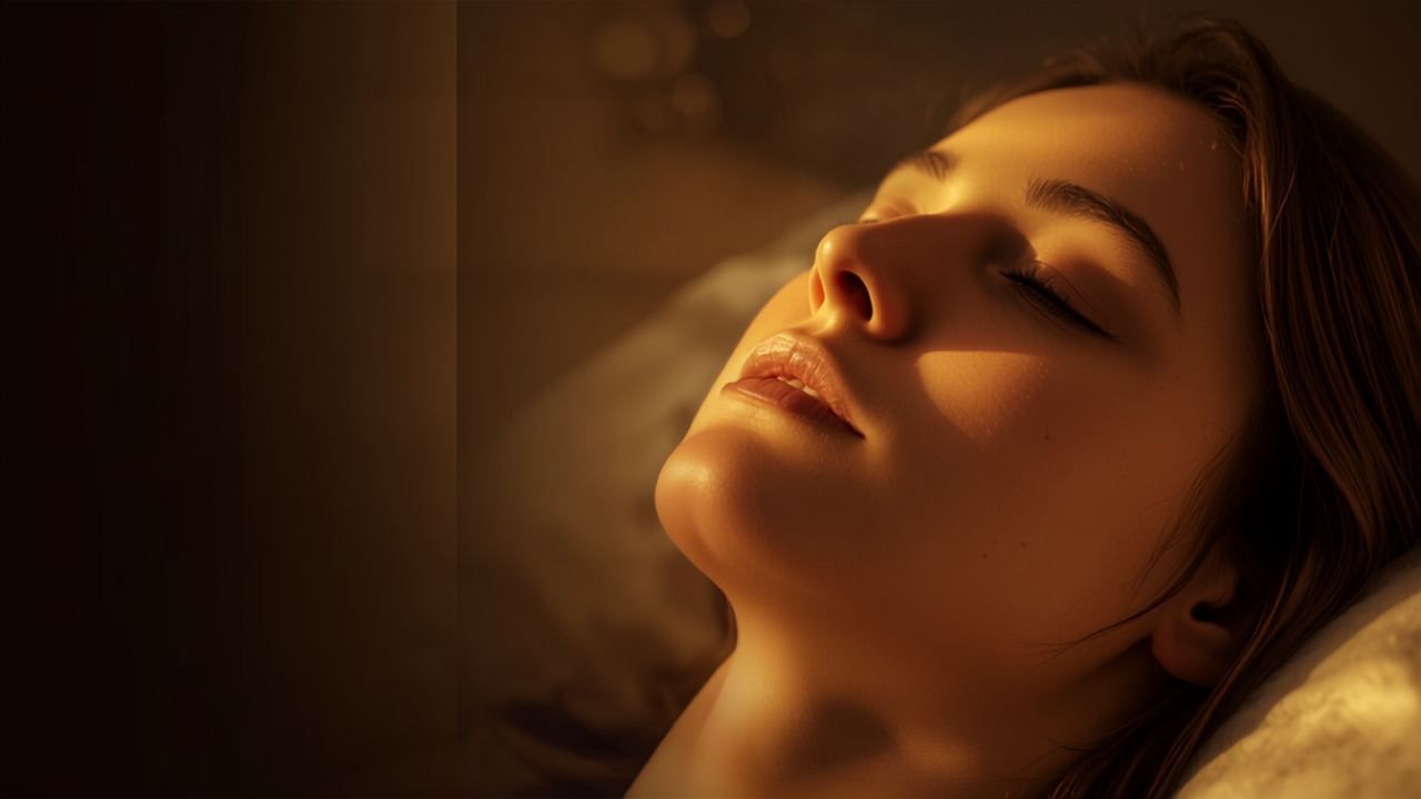 Woman resting in soft morning light breathing through her nose, illustrating healthy nasal breathing versus mouth breathing