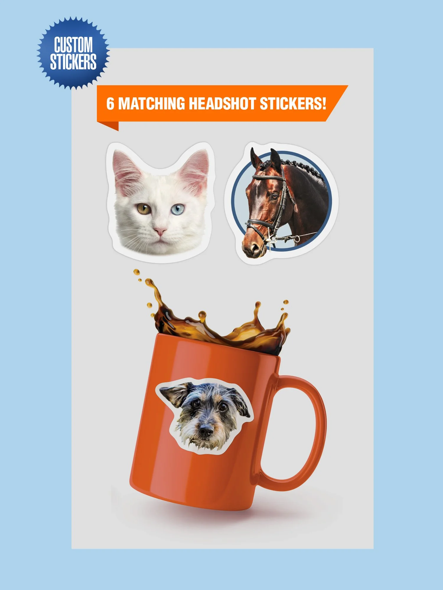 SIX 2”-3” Matching Custom Pet Stickers