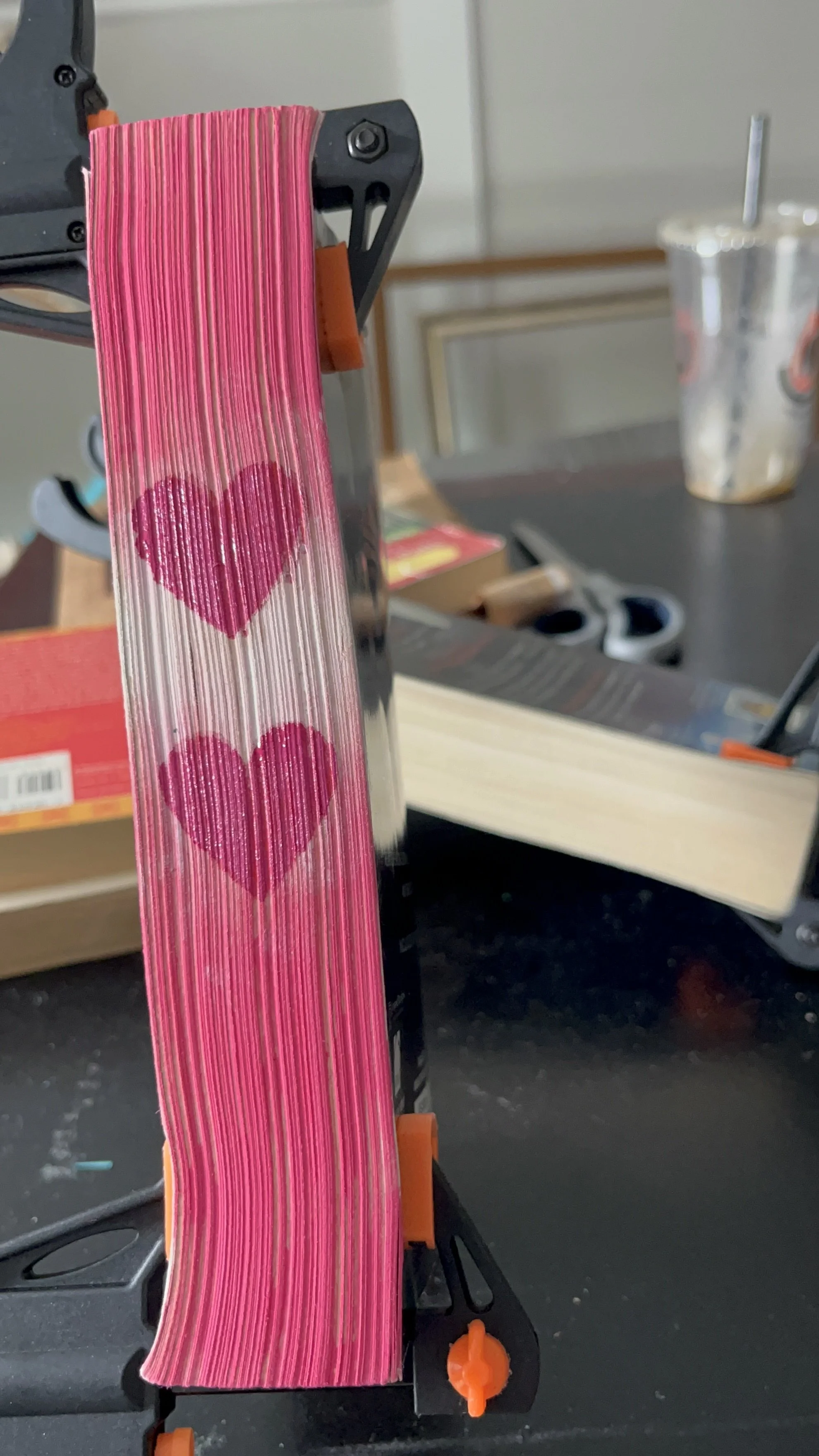 heart fading stencil on book edges