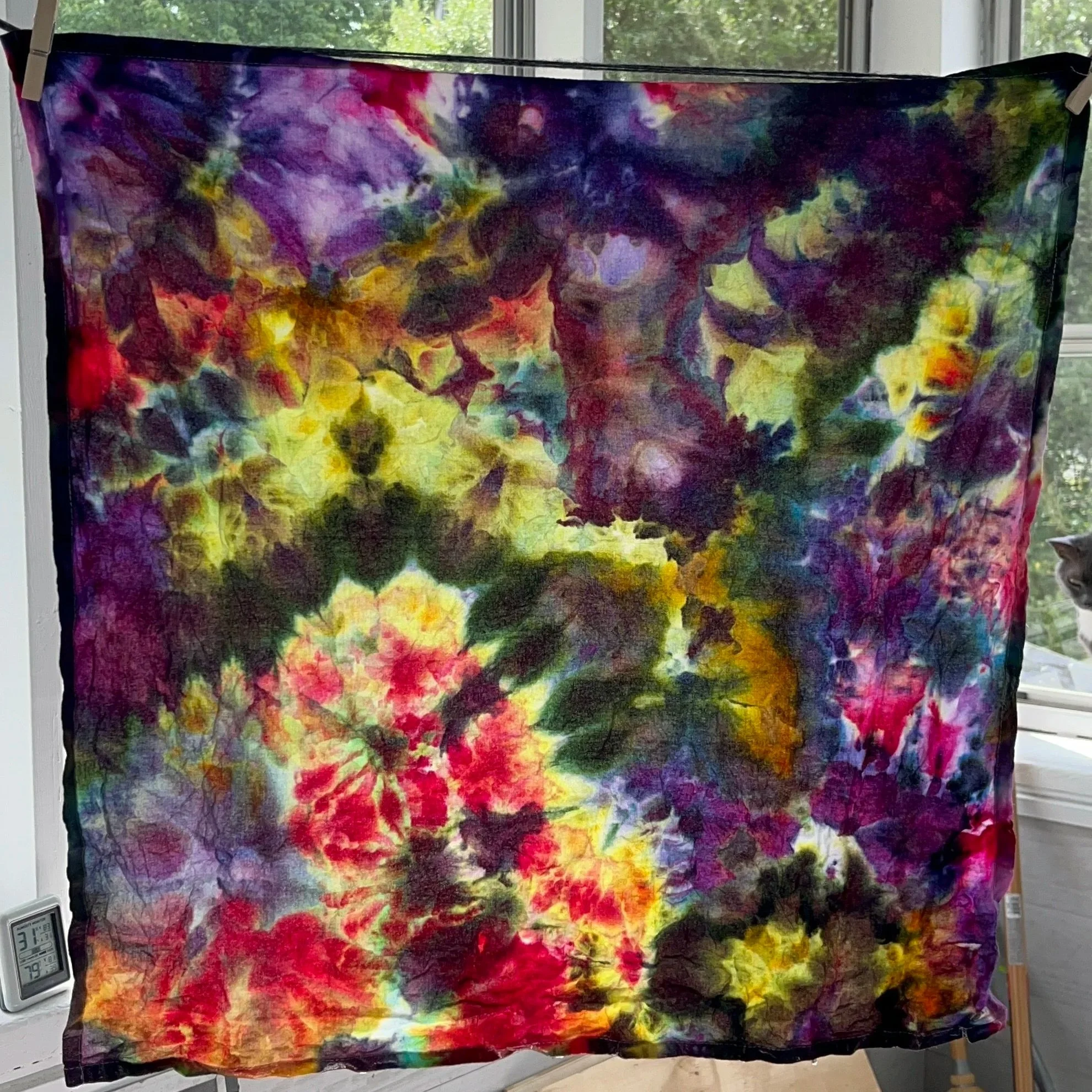 finished ice dyed tea towel