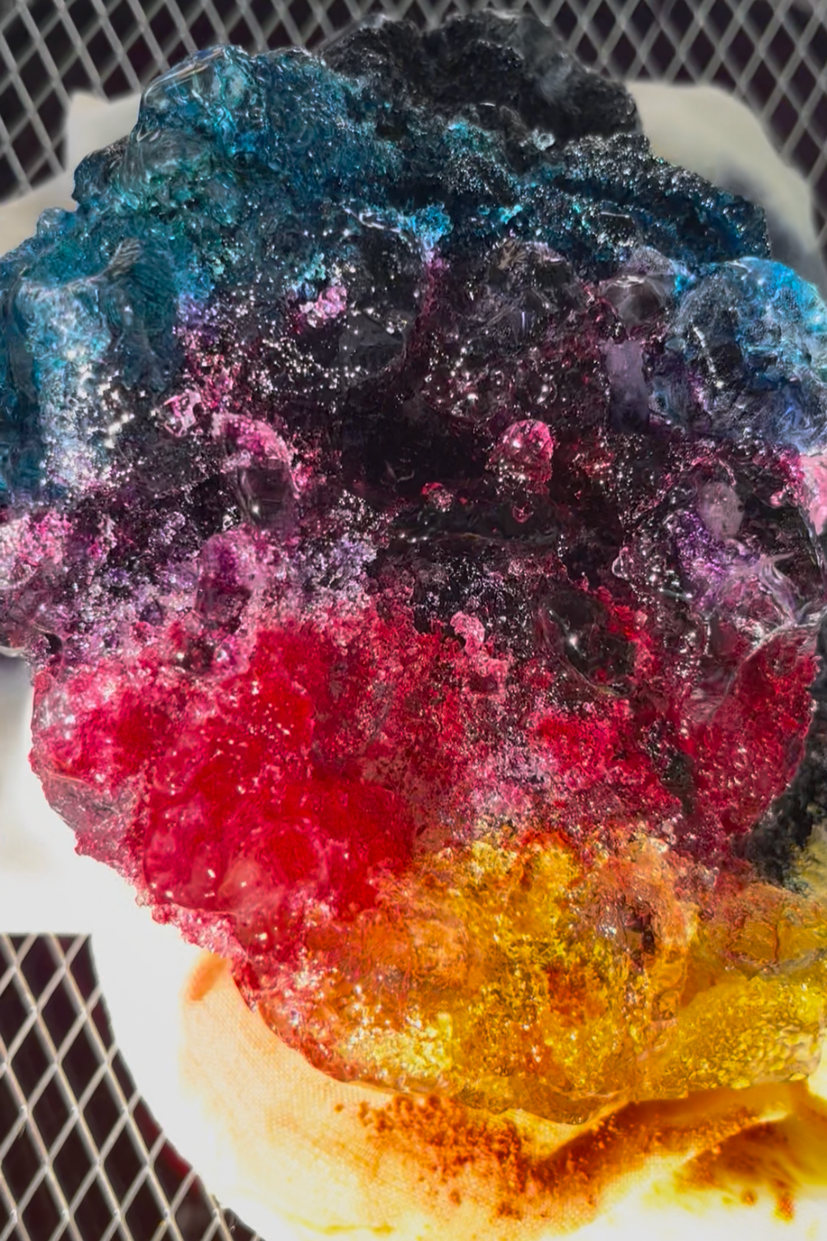ice dyed in colors waiting to melt on to fabric