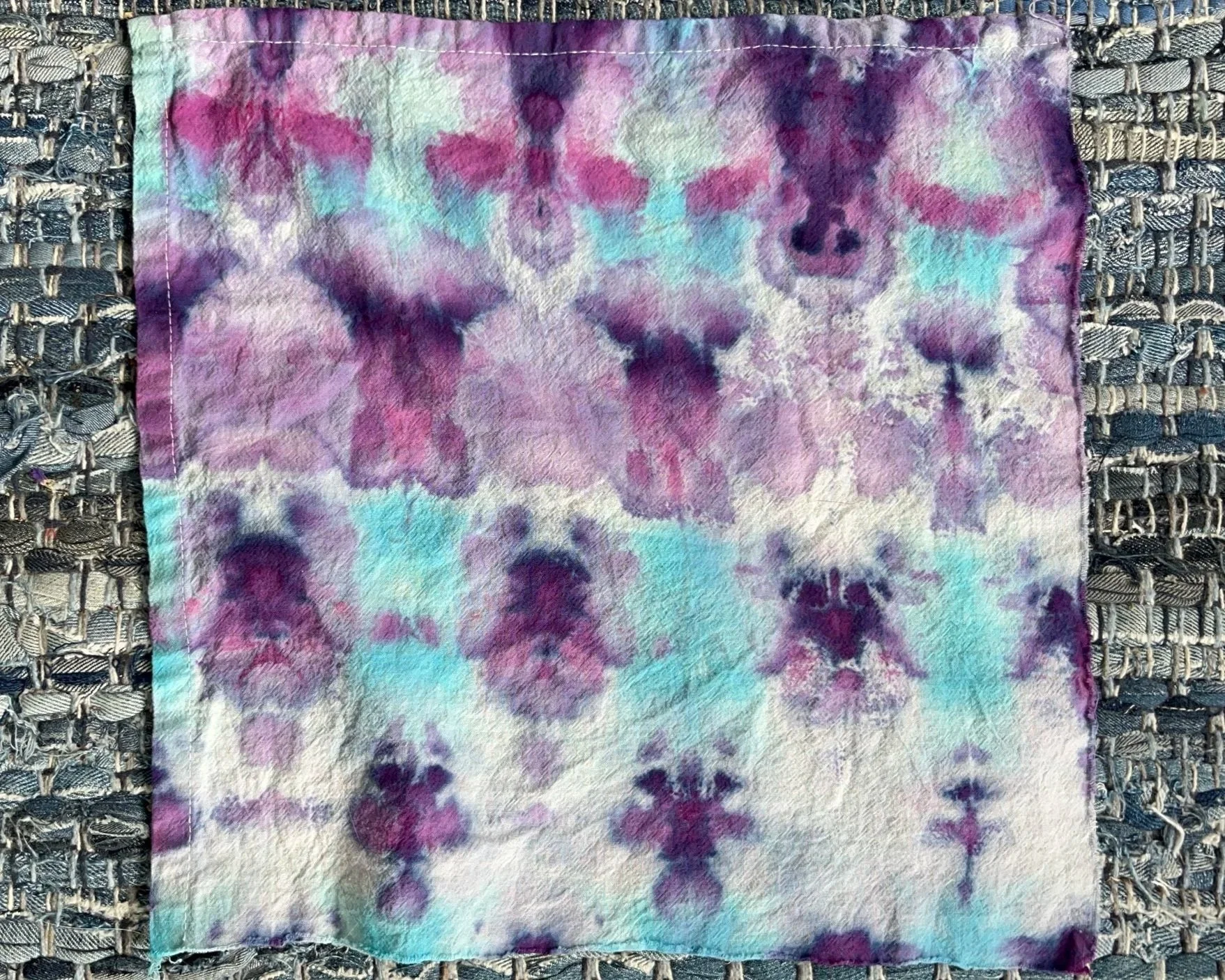 finished ice dye tea towel