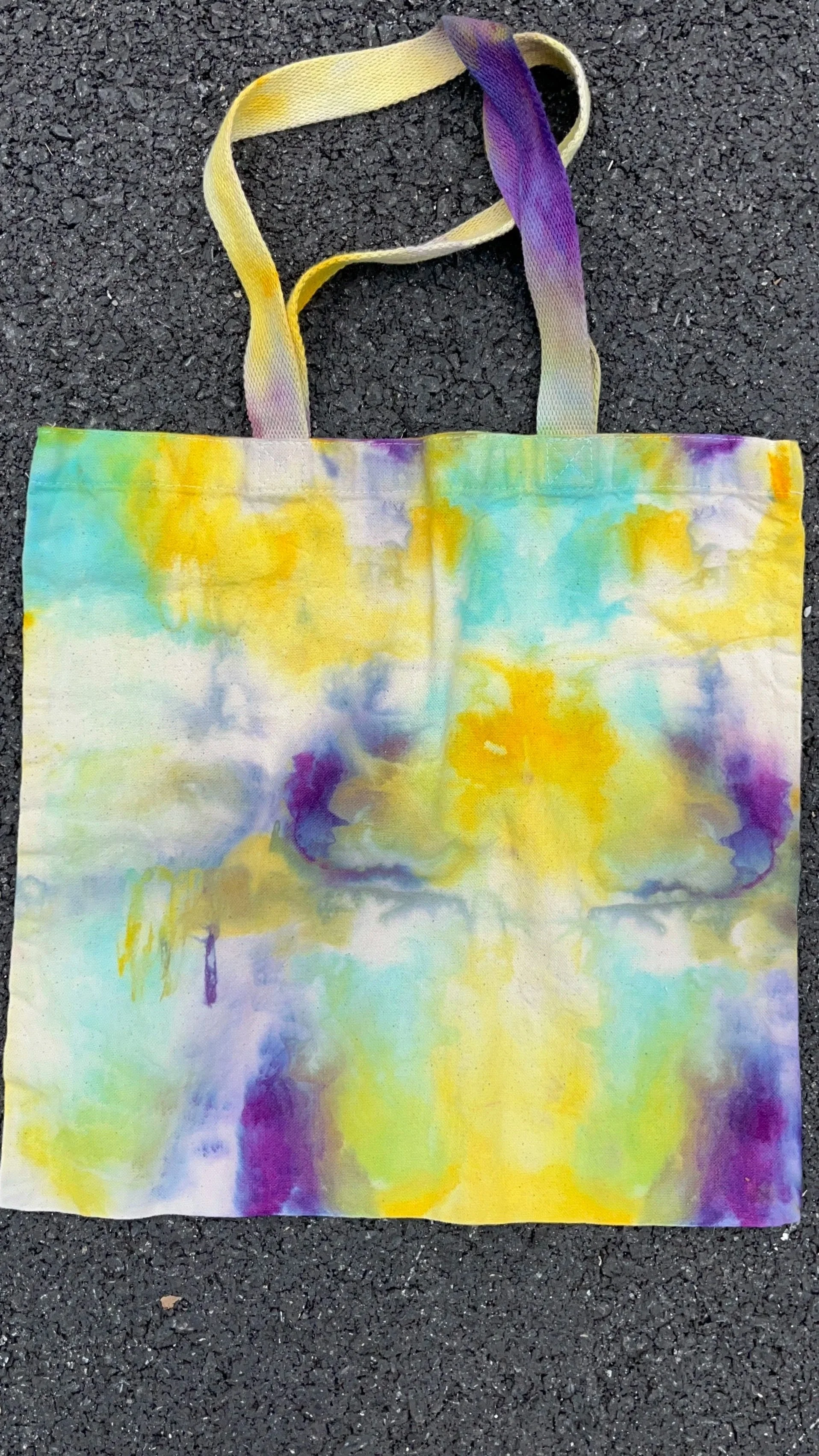 finished ice dyed tote bag