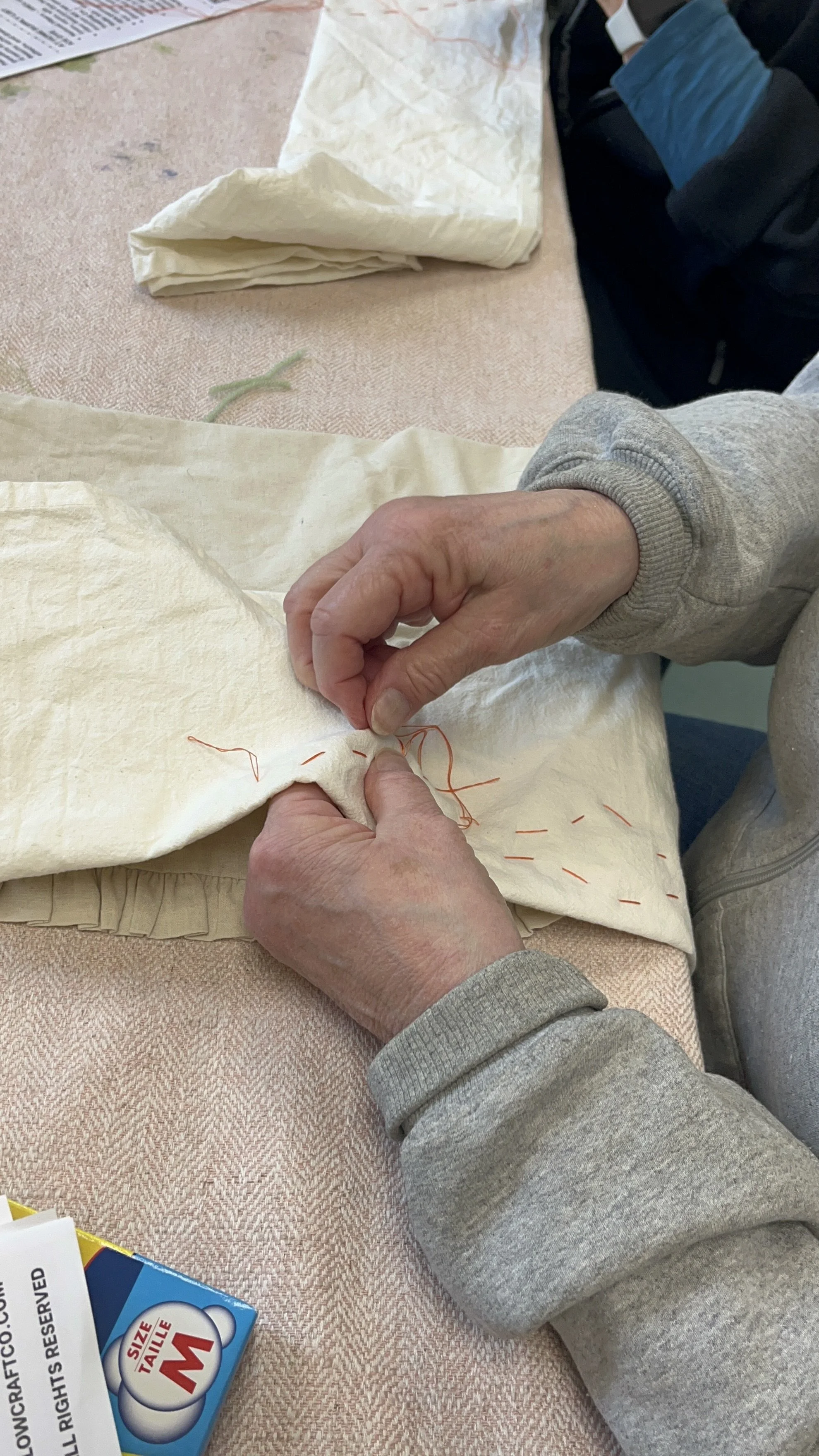 shibori stitching in class