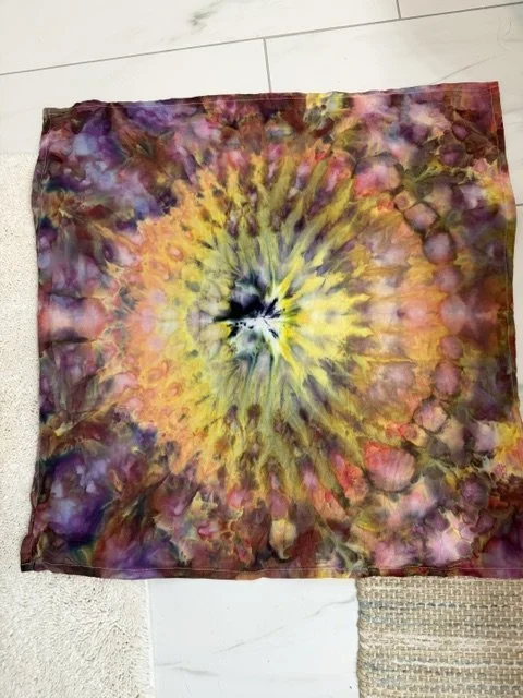 finished ice dyed tea towel