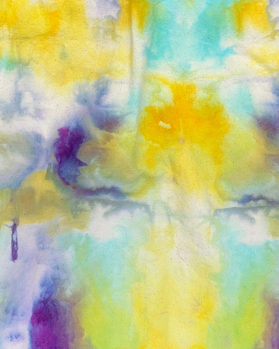 ice dye green yellow blue on canvas bag