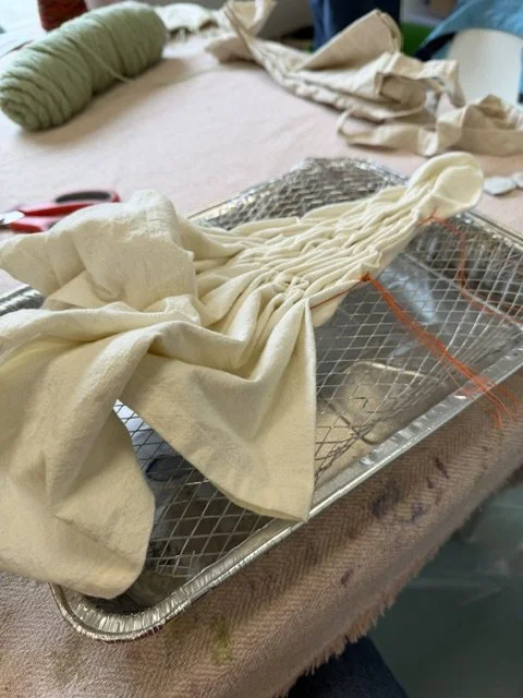 shibori stitched tea towel