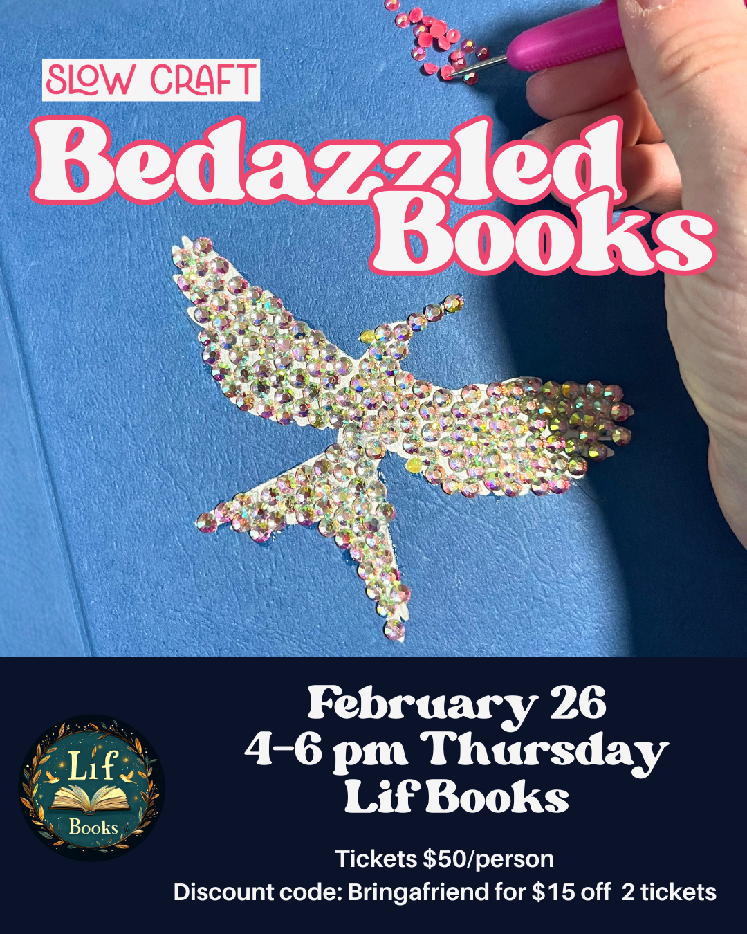 bedazzled book craft diy flyer