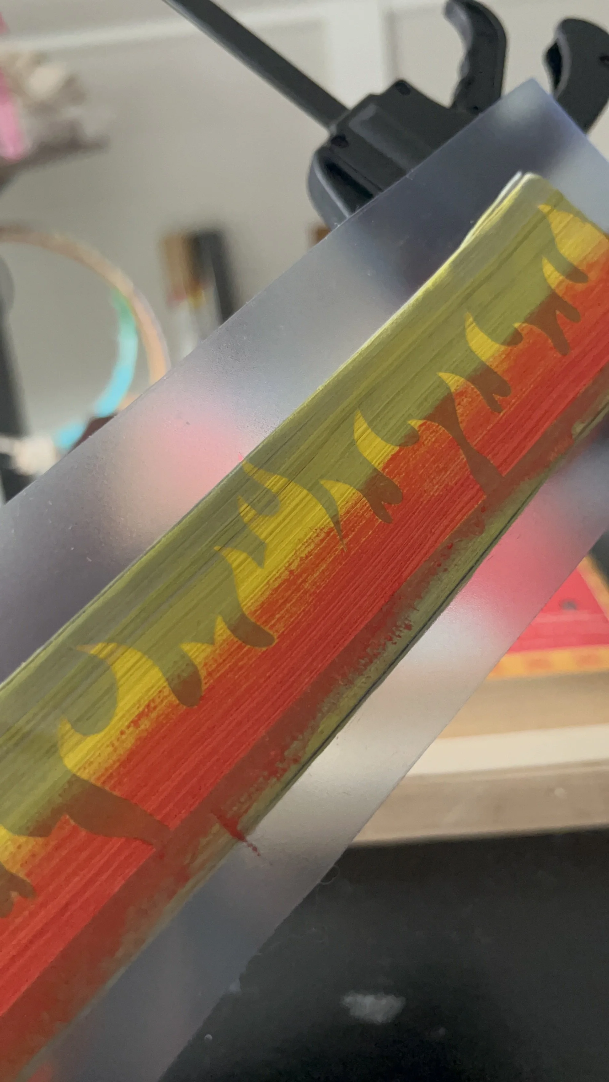 flame stencil on book edges