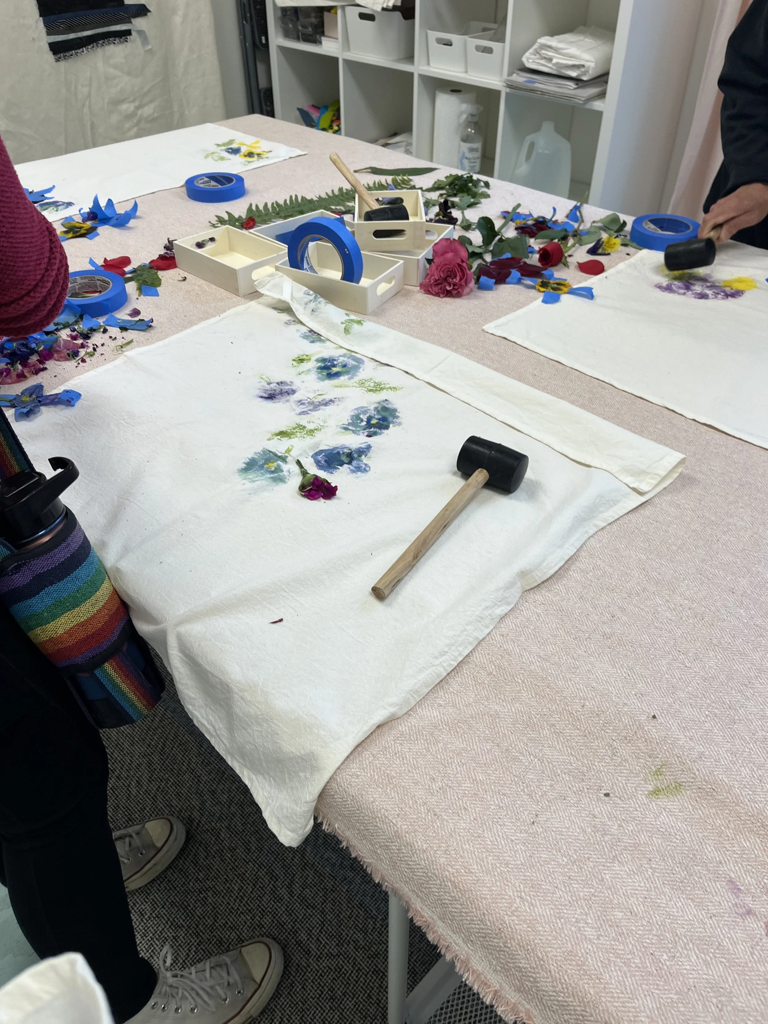 workshop view of botanical printing