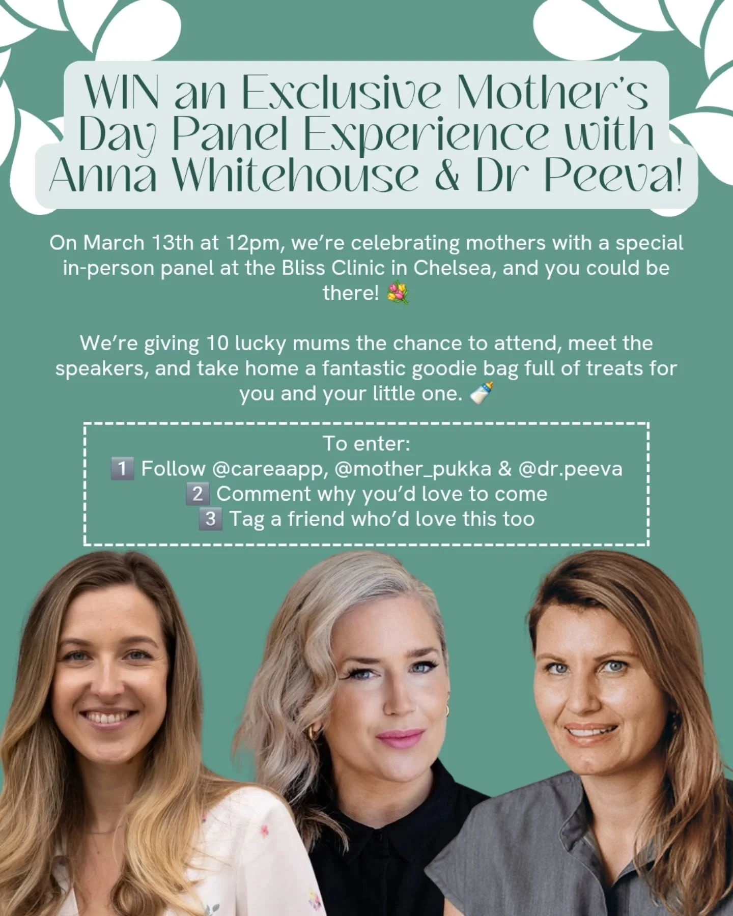 March 13 at 12pm - celebrate Mother&rsquo;s Day early with us at the Bliss Clinic in Chelsea! 💐

We&rsquo;re hosting a special in-person panel with Anna Whitehouse &amp; Dr Peeva, and 10 lucky mums will get the chance to attend, meet the speakers, a