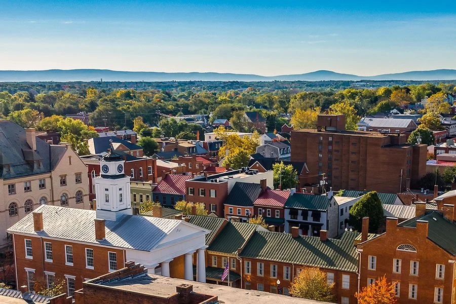 An aerial view of Downtown Winchester; sourced from TWG Insurance.