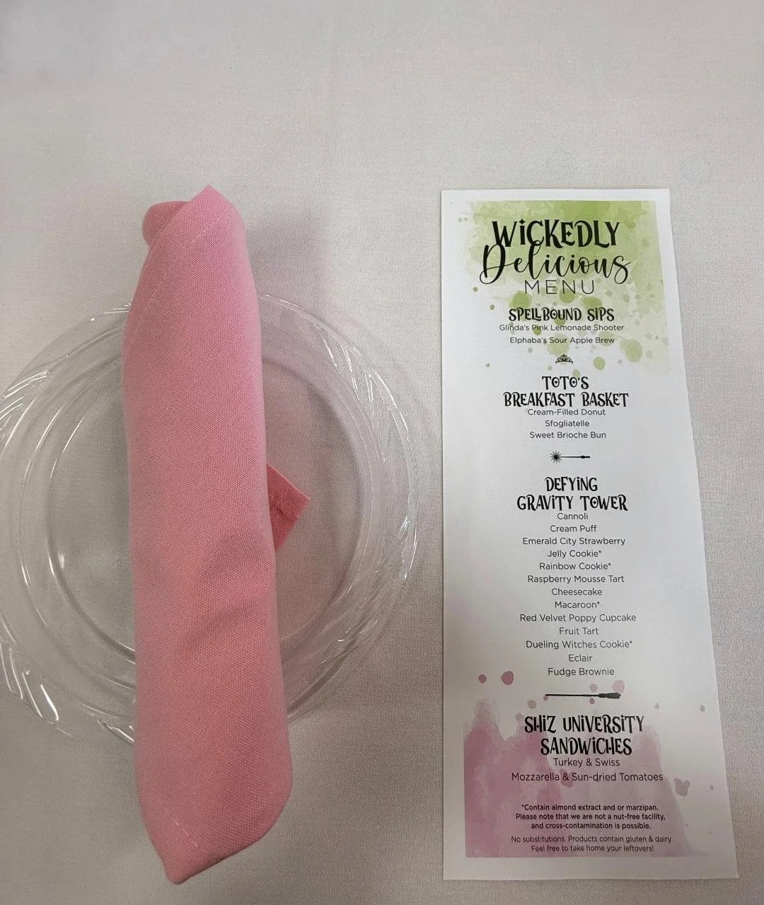 The entire menu of food 