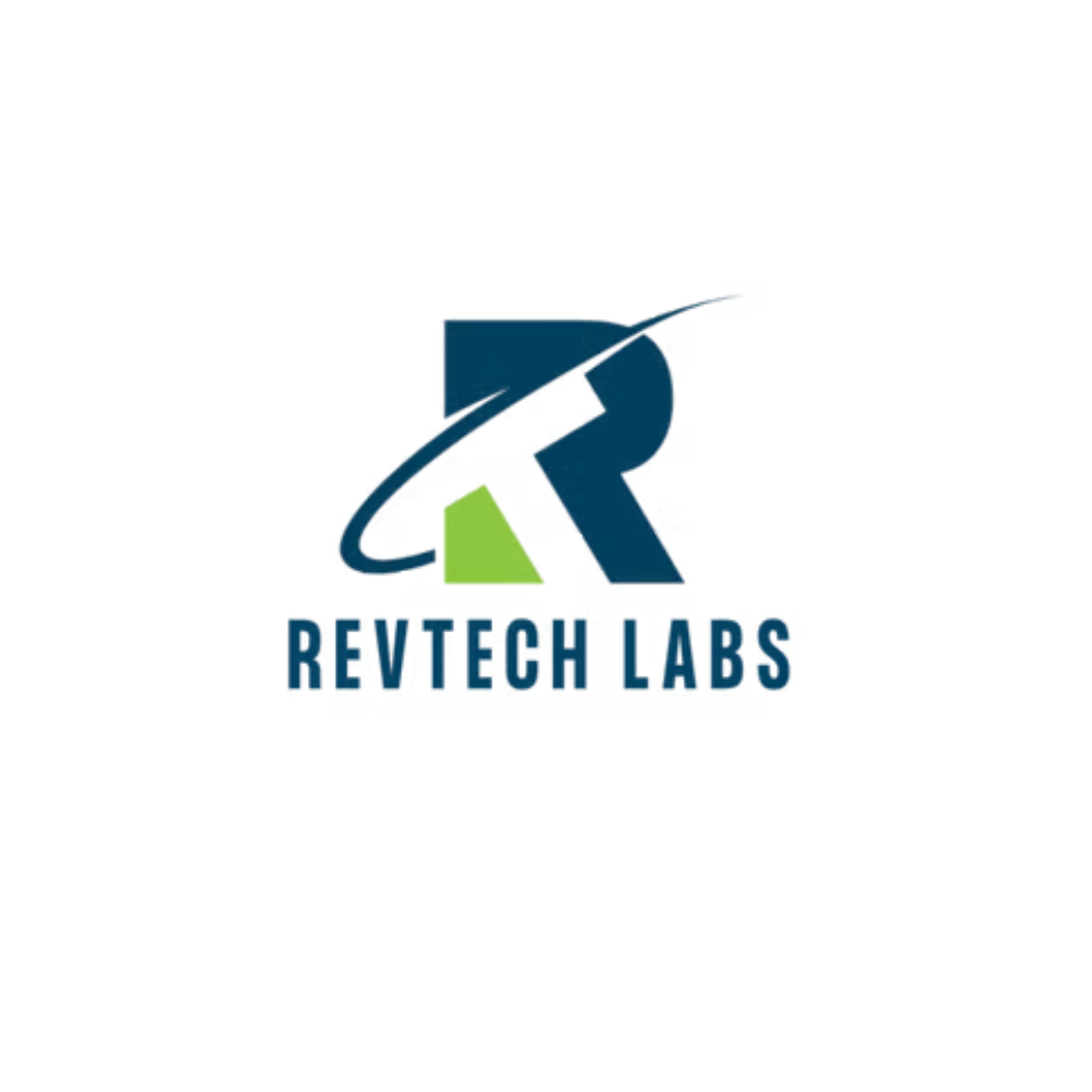 Revtech Labs logo with a stylized 'R' and an orbit design.